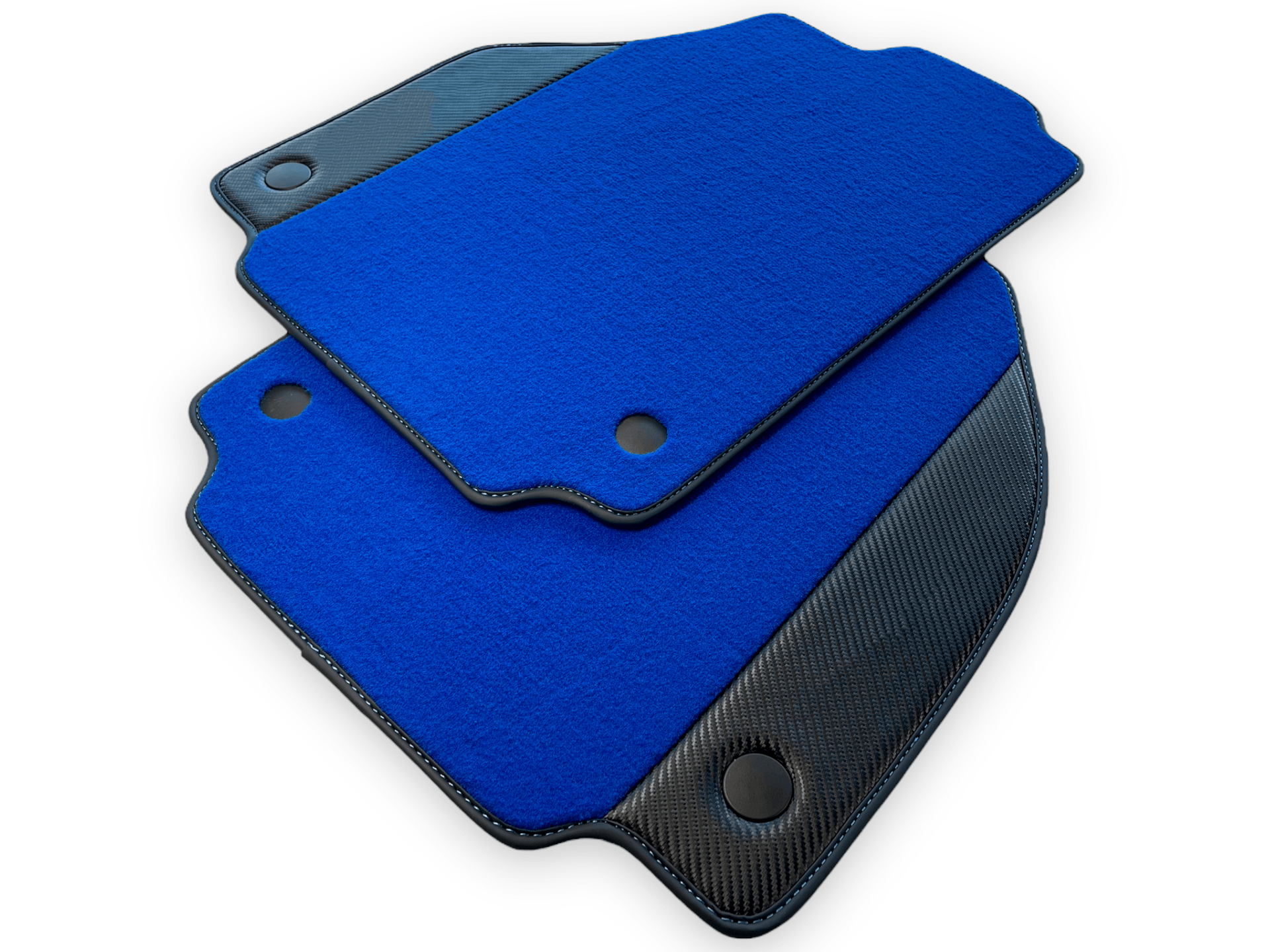 Blue Car Mats For Ferrari 488 Spider 2015-2022 Carbon Leather