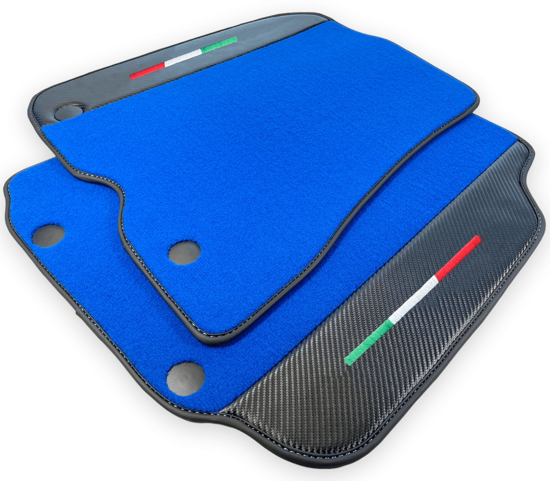 Blue Car Mats For Ferrari 812 Superfast With Carbon Fiber Leather