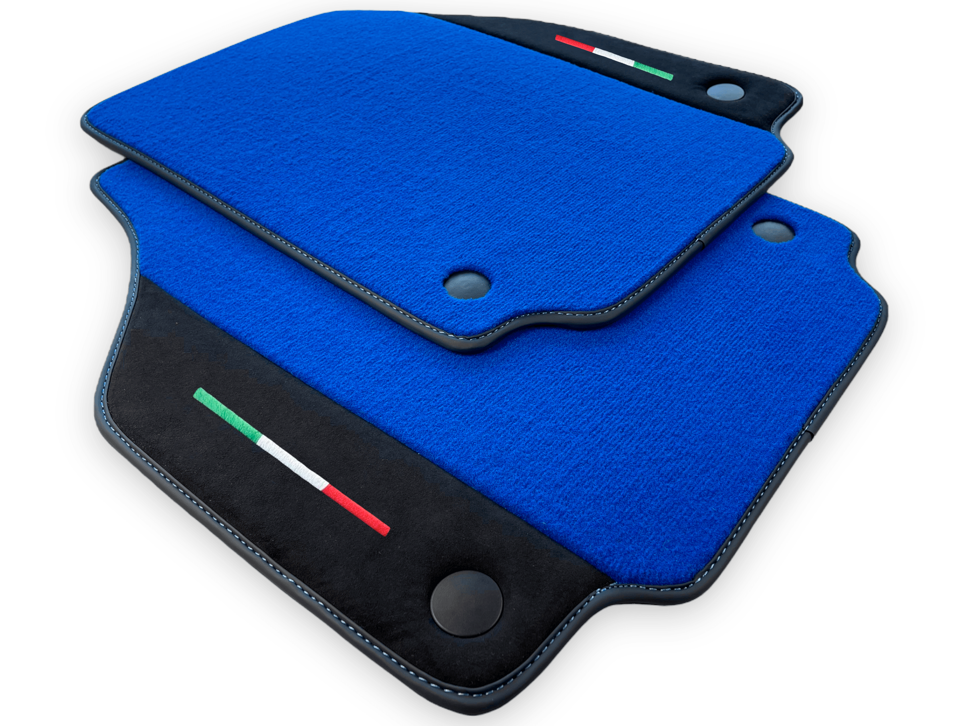 Blue Car Mats For Ferrari 488 GTB 2016-2022 Carpets With Alcantara Leather