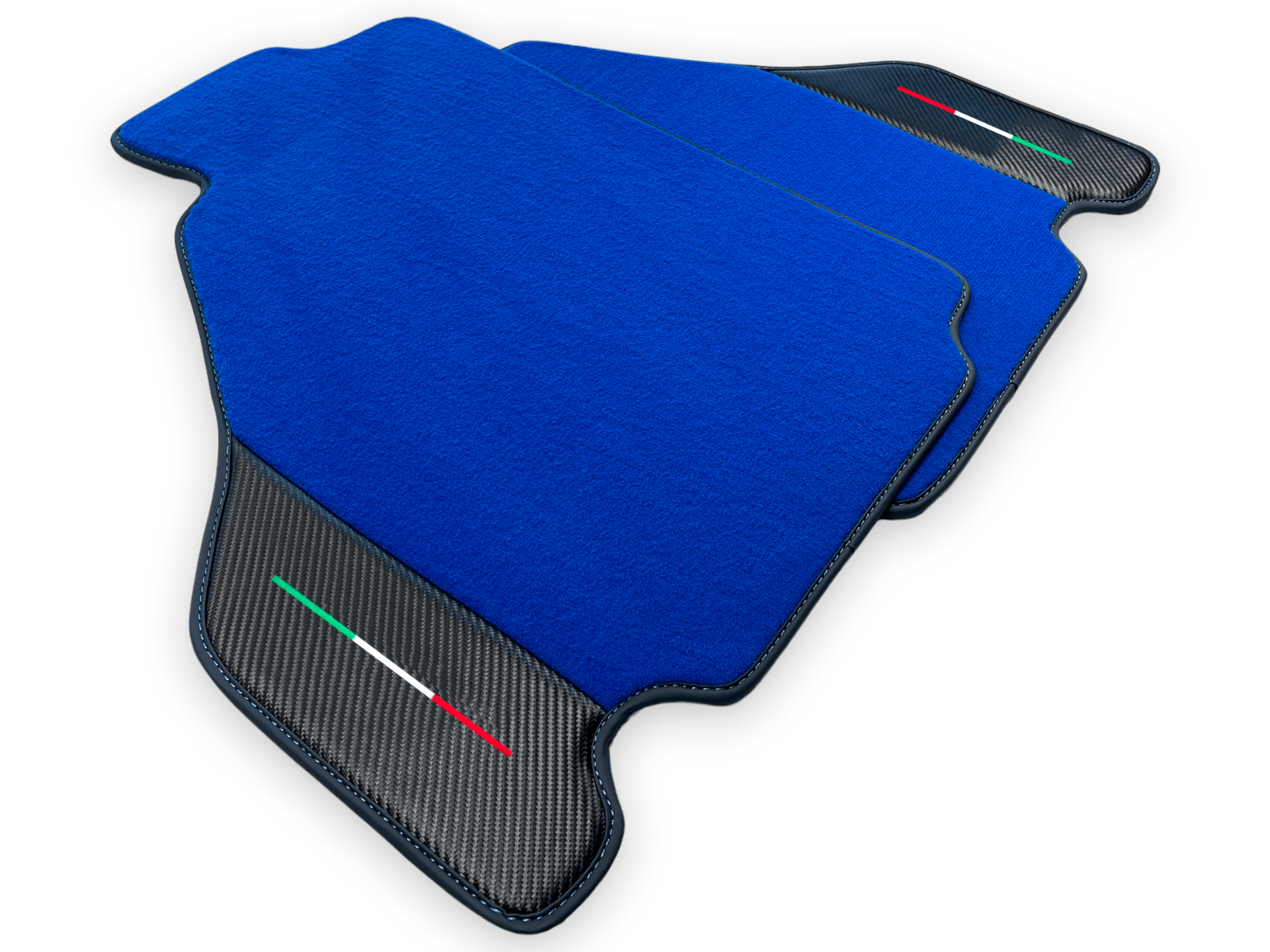 Alfombrillas Azules Para Ferrari F430 2004-2009 Con Piel Fibra De Carbono