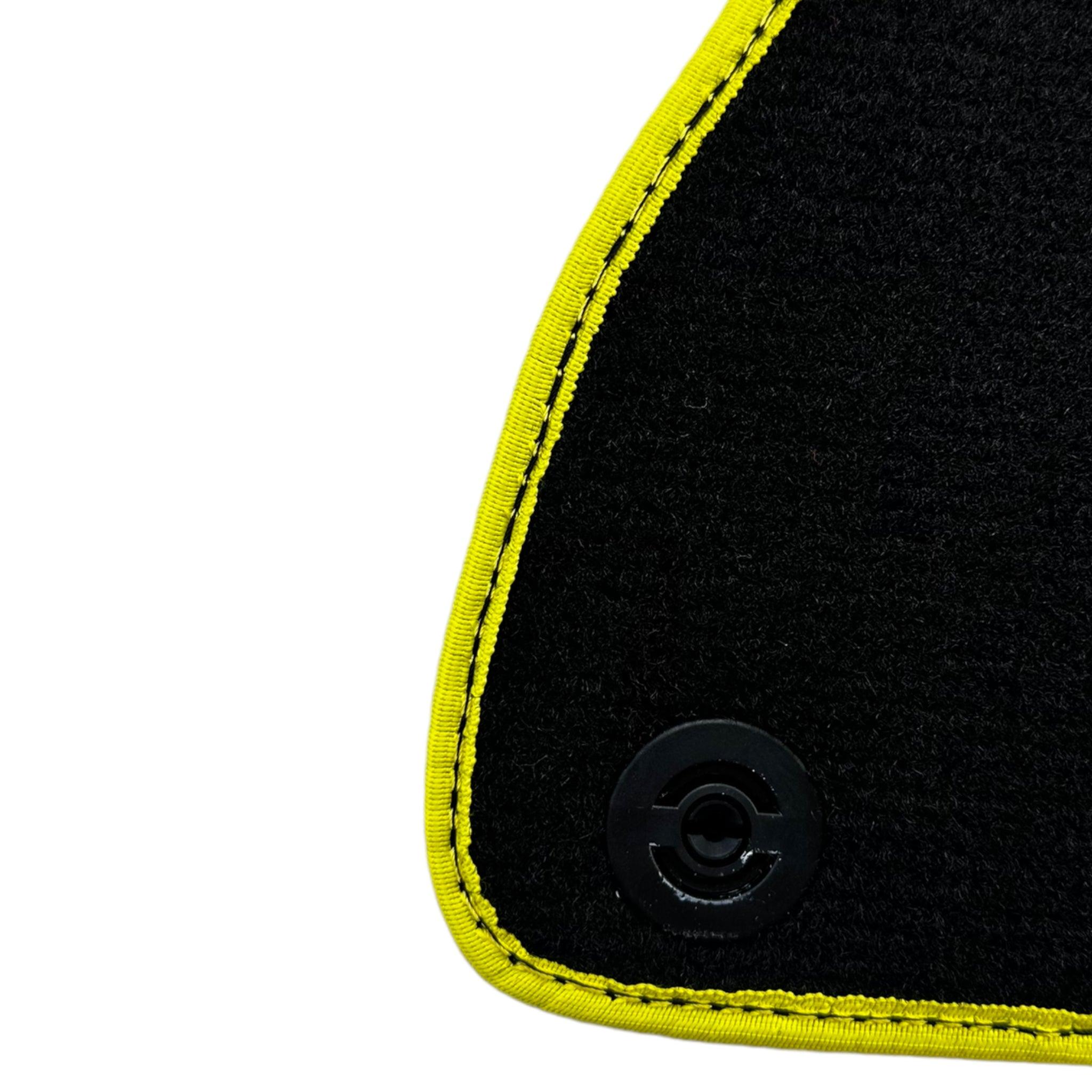 Carbon Fiber Leather Floor Mats For Ferrari California T Convertible (2008-2014) with Yellow Trim