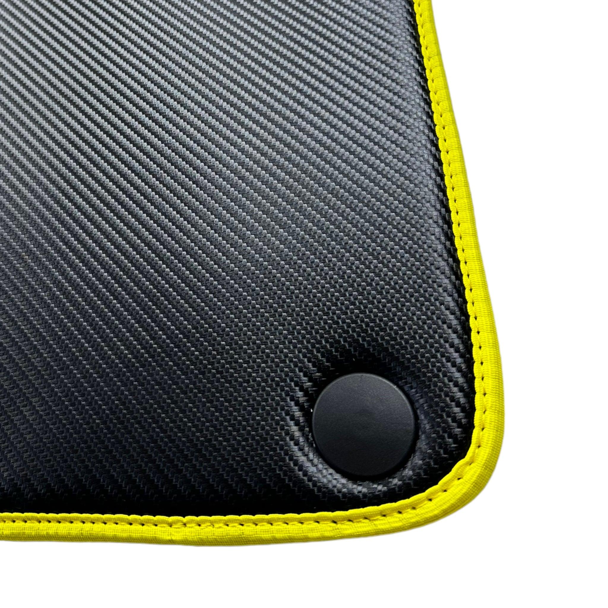 Carbon Fiber Leather Floor Mats For Ferrari California T Convertible (2008-2014) with Yellow Trim