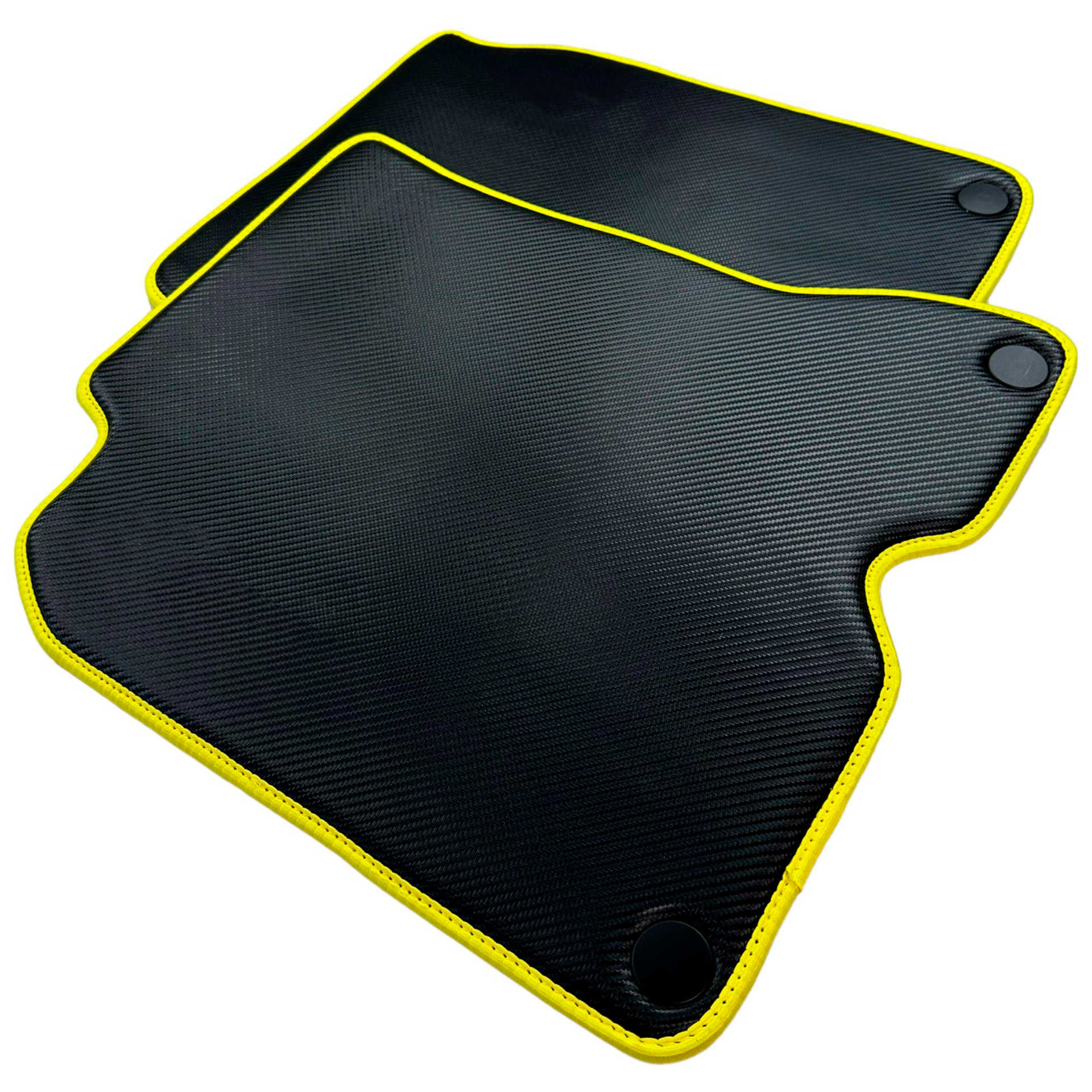 Carbon Fiber Leather Car Mats For Ferrari California T (2015-2018) with Yellow Trim