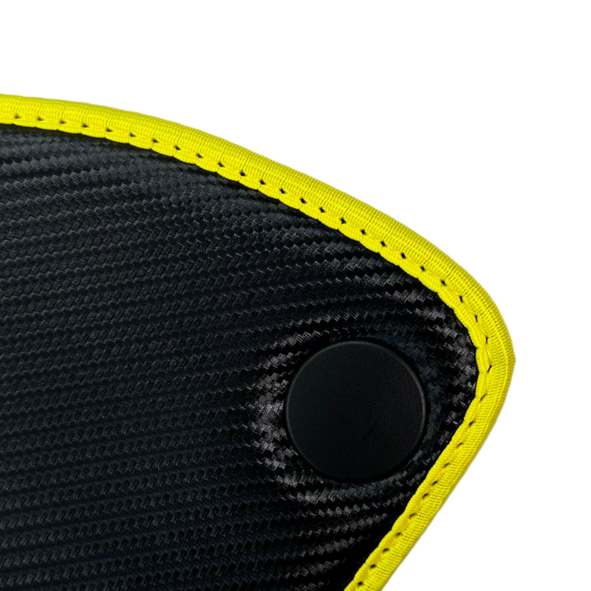 Carbon Fiber Leather Floor Mats For Ferrari California T Convertible (2008-2014) with Yellow Trim