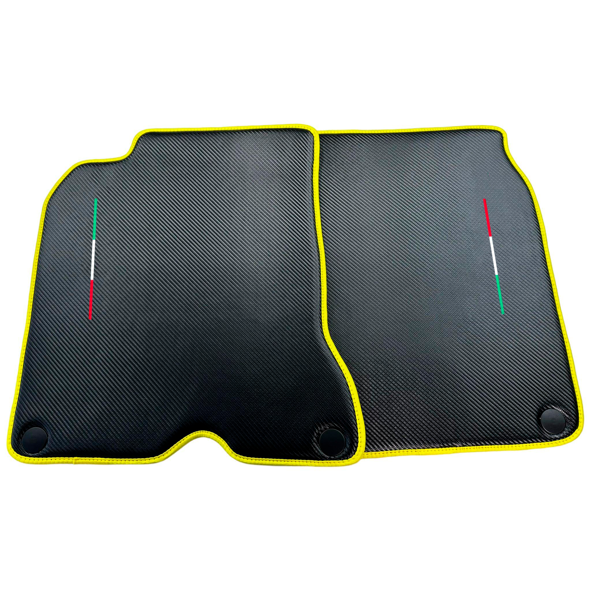 Carbon Fiber Leather Car Mats For Ferrari California T (2015-2018) with Yellow Trim