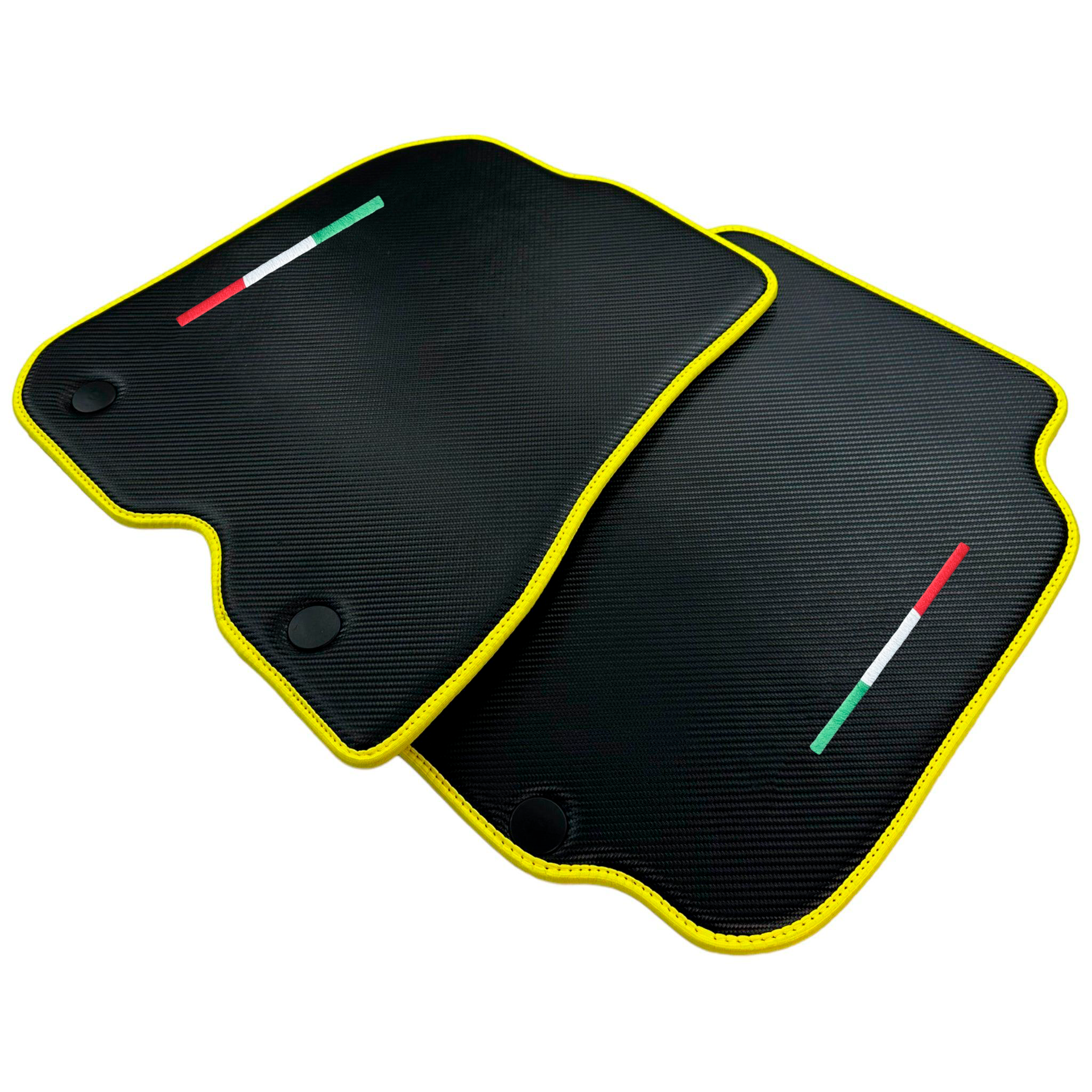 Carbon Car Mats For Ferrari 812 Superfast (2018-2023) with Yellow Trim