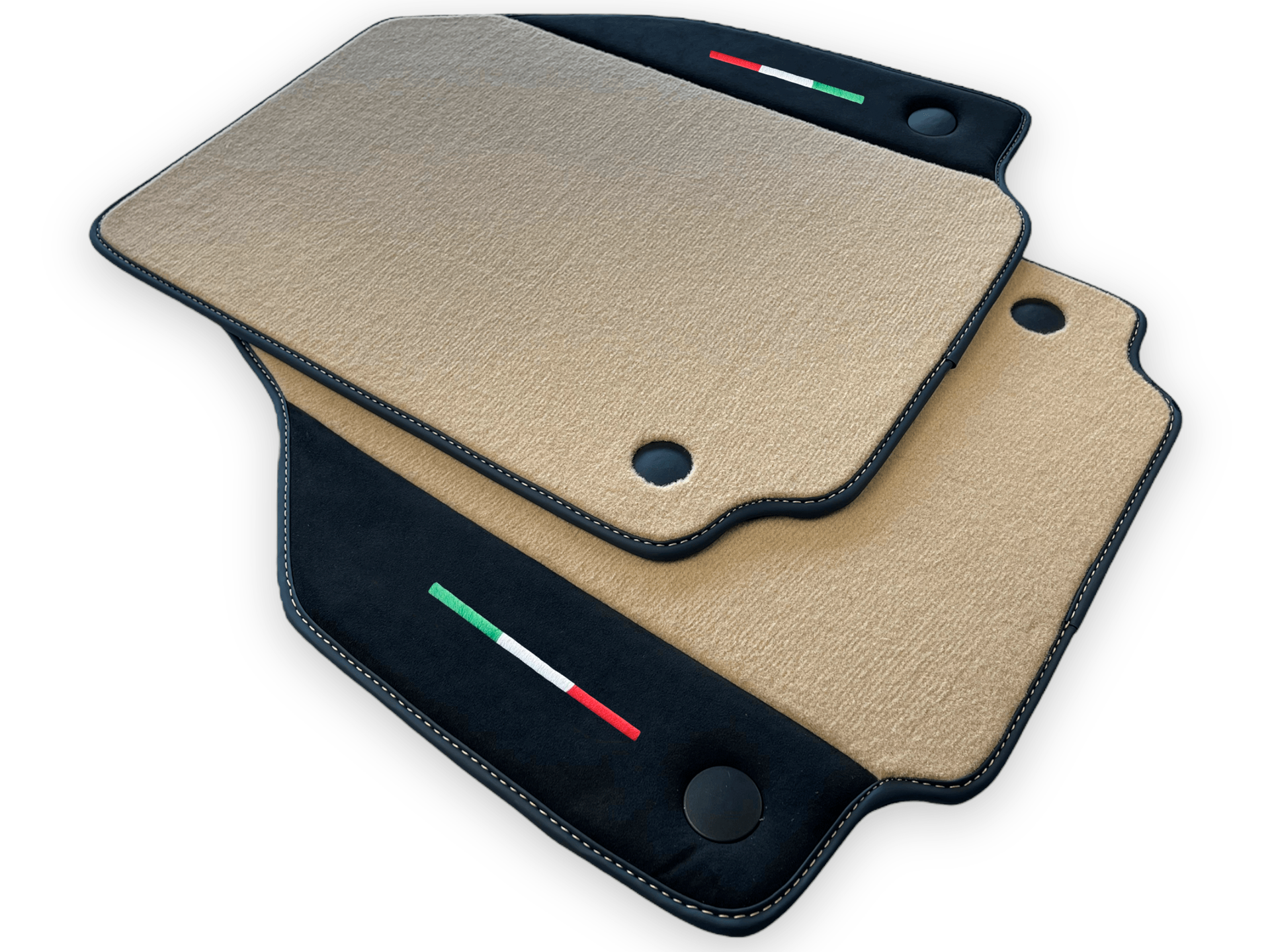 Beige Car Mats For Ferrari 488 GTB 2016-2022 Carpets With Alcantara Leather