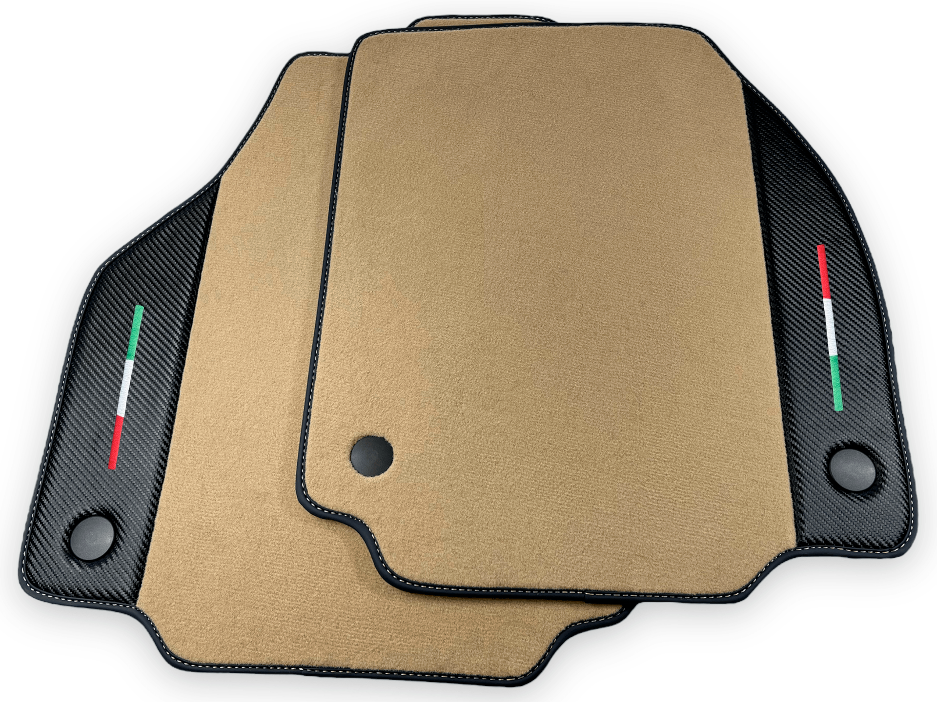 Beige Car Mats For Ferrari 488 GTB 2016-2022 Carpets With Carbon Fiber