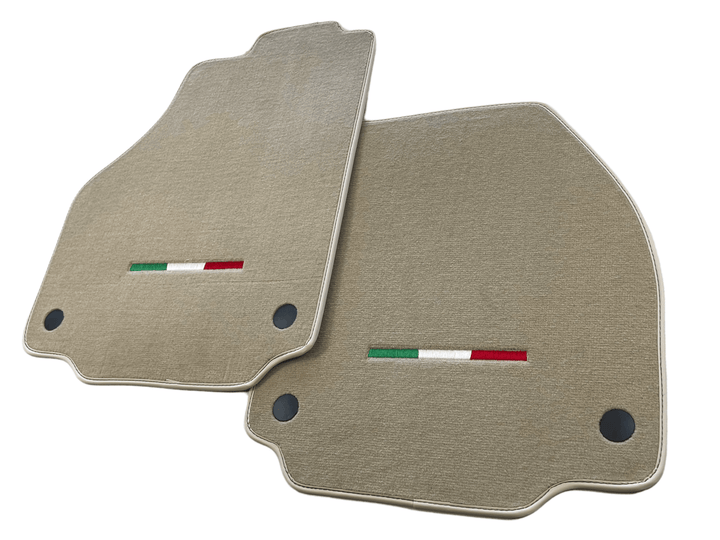 Floor Mats For Ferrari 488 2015-2022 Beige Scuderia Brand Italian Edition - Scuderia