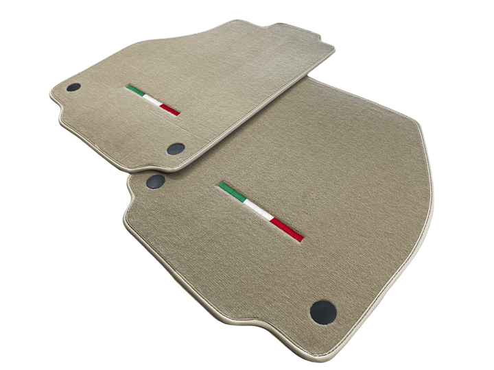 Floor Mats For Ferrari 488 2015-2022 Beige Scuderia Brand Italian Edition - Scuderia