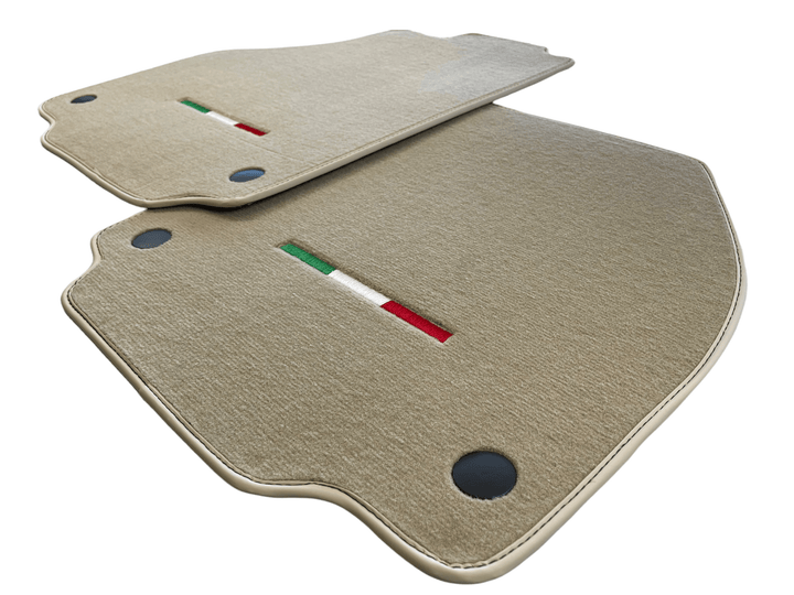 Floor Mats For Ferrari 488 2015-2022 Beige Scuderia Brand Italian Edition - Scuderia