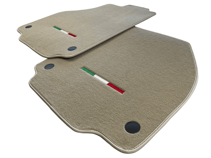 Floor Mats For Ferrari 488 2015-2022 Beige Scuderia Brand Italian Edition - Scuderia