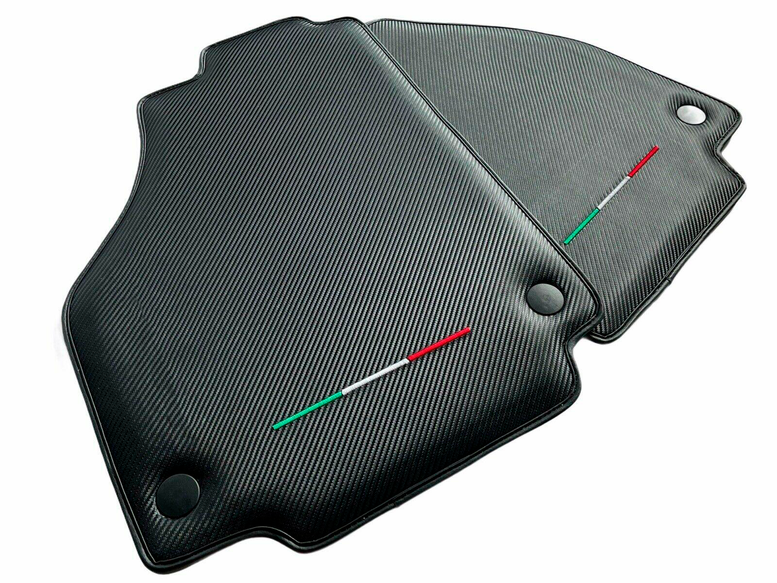 Car Mats For Ferrari 488 GTB 2015-2022 Carbon Fiber Scuderia Brand Italian Edition