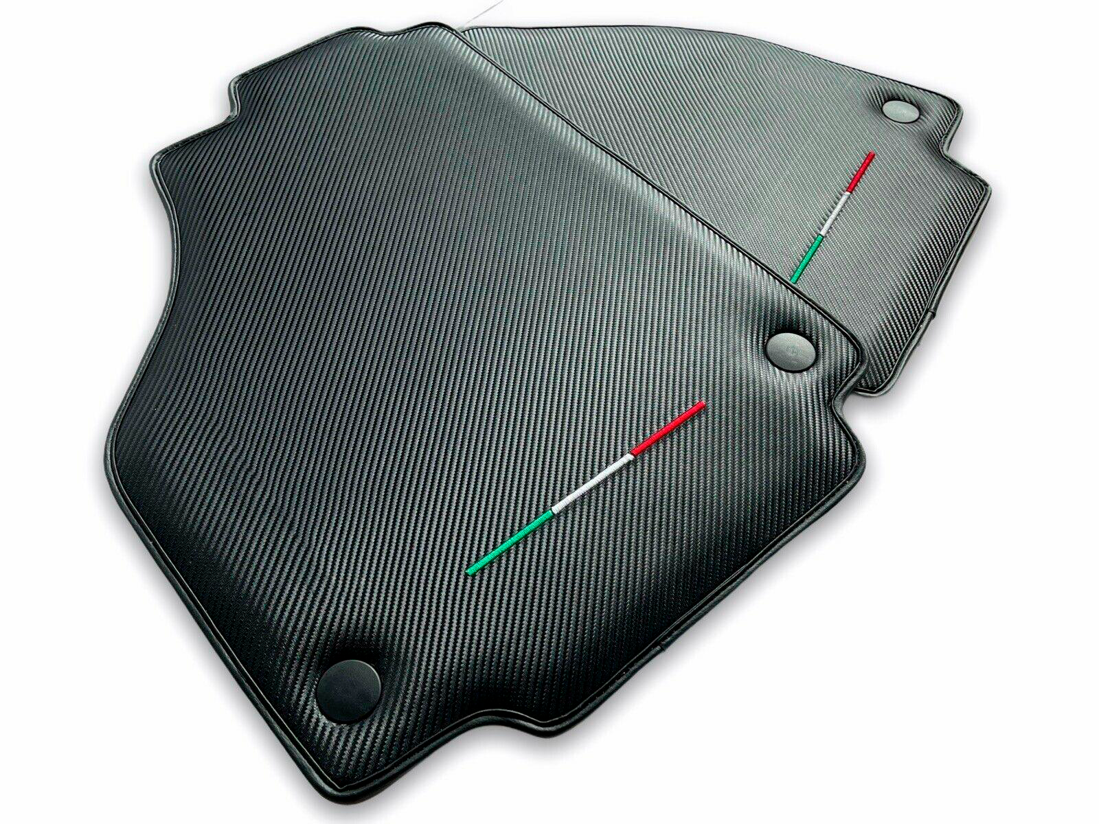 Car Mats For Ferrari 488 GTB 2015-2022 Carbon Fiber Scuderia Brand Italian Edition