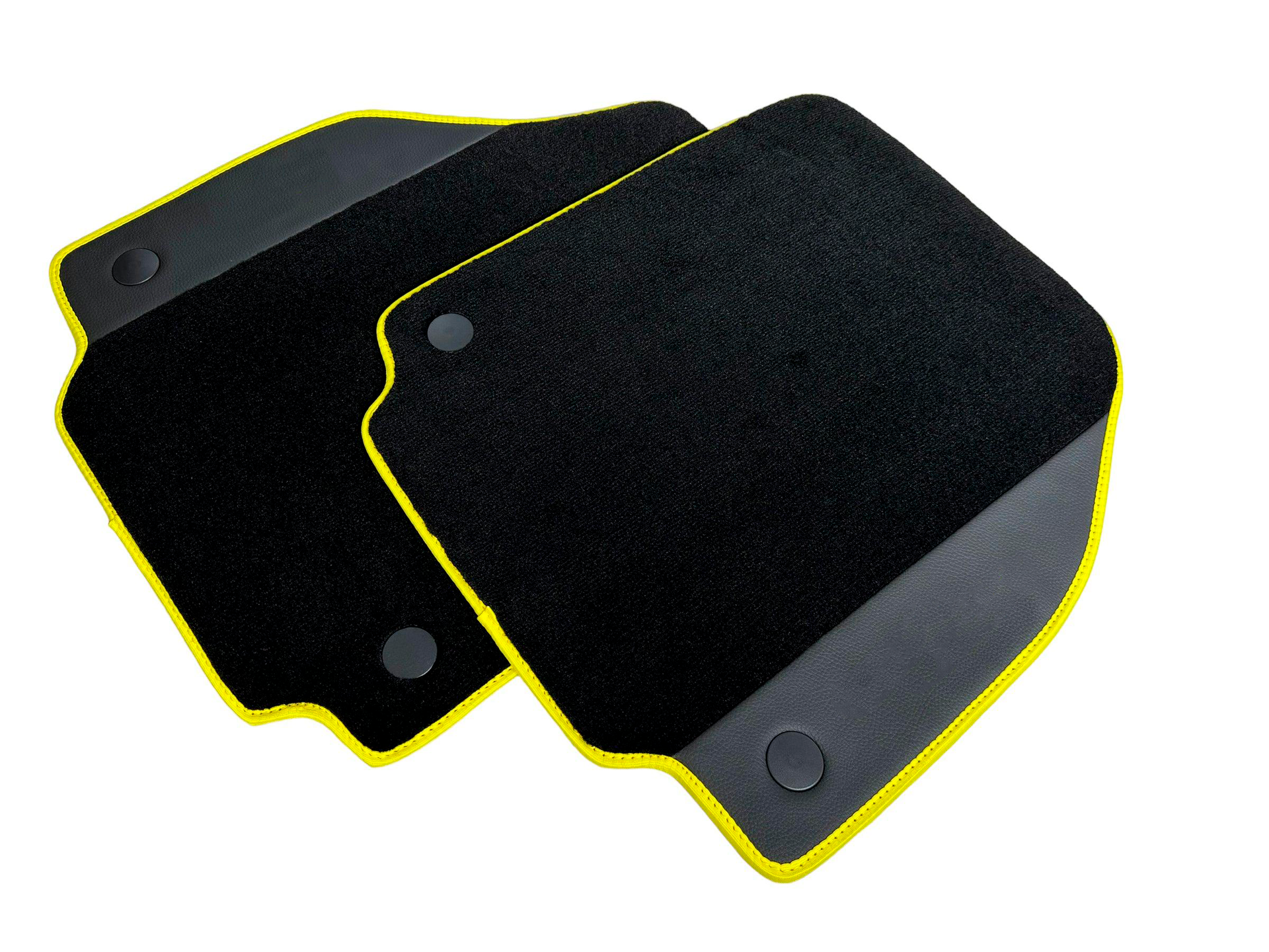 Car Mats For Ferrari 488 Spider 2015-2022 Leather and Yellow Trim