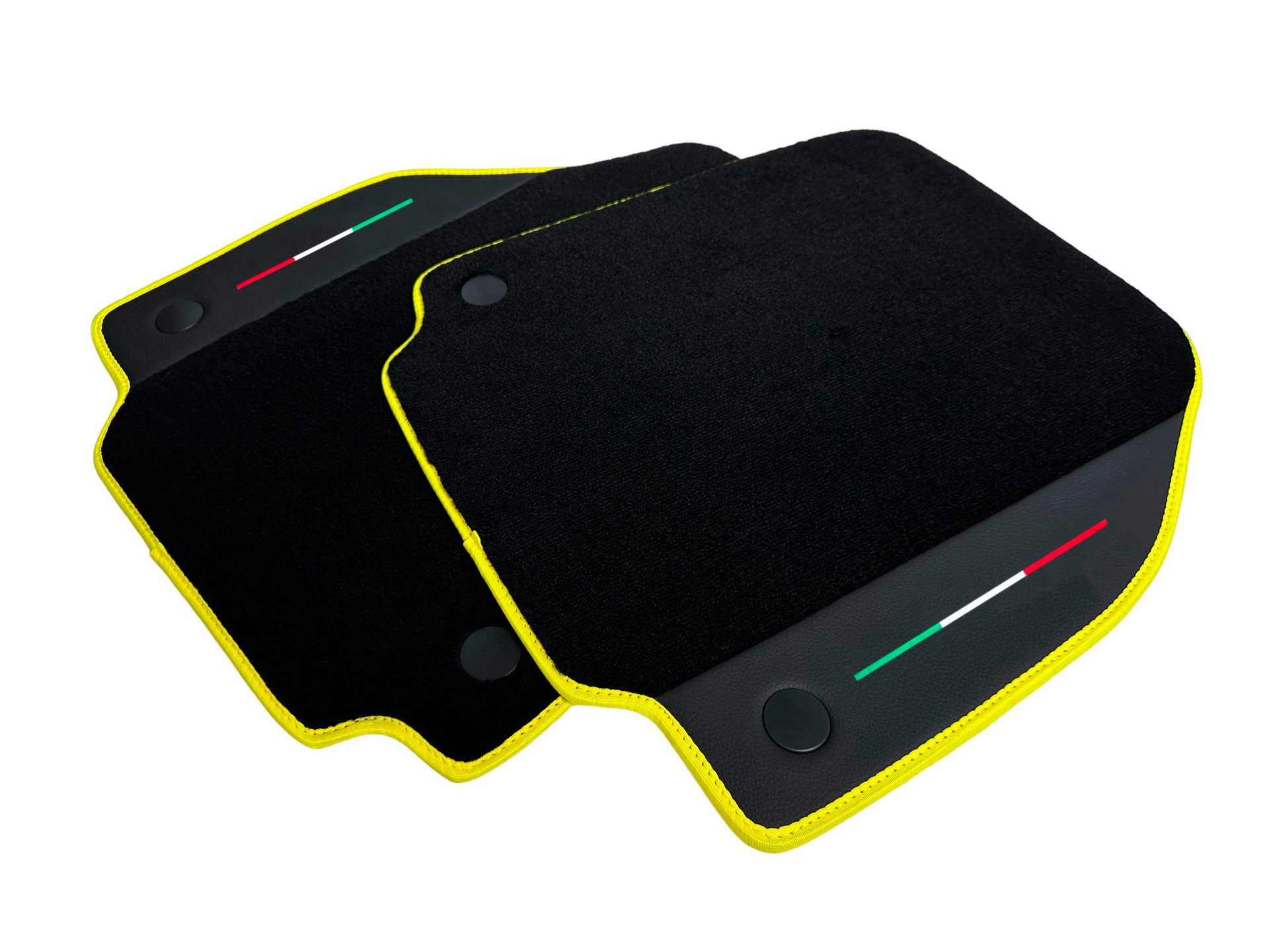 Car Mats For Ferrari 488 Spider 2015-2022 Leather and Yellow Trim