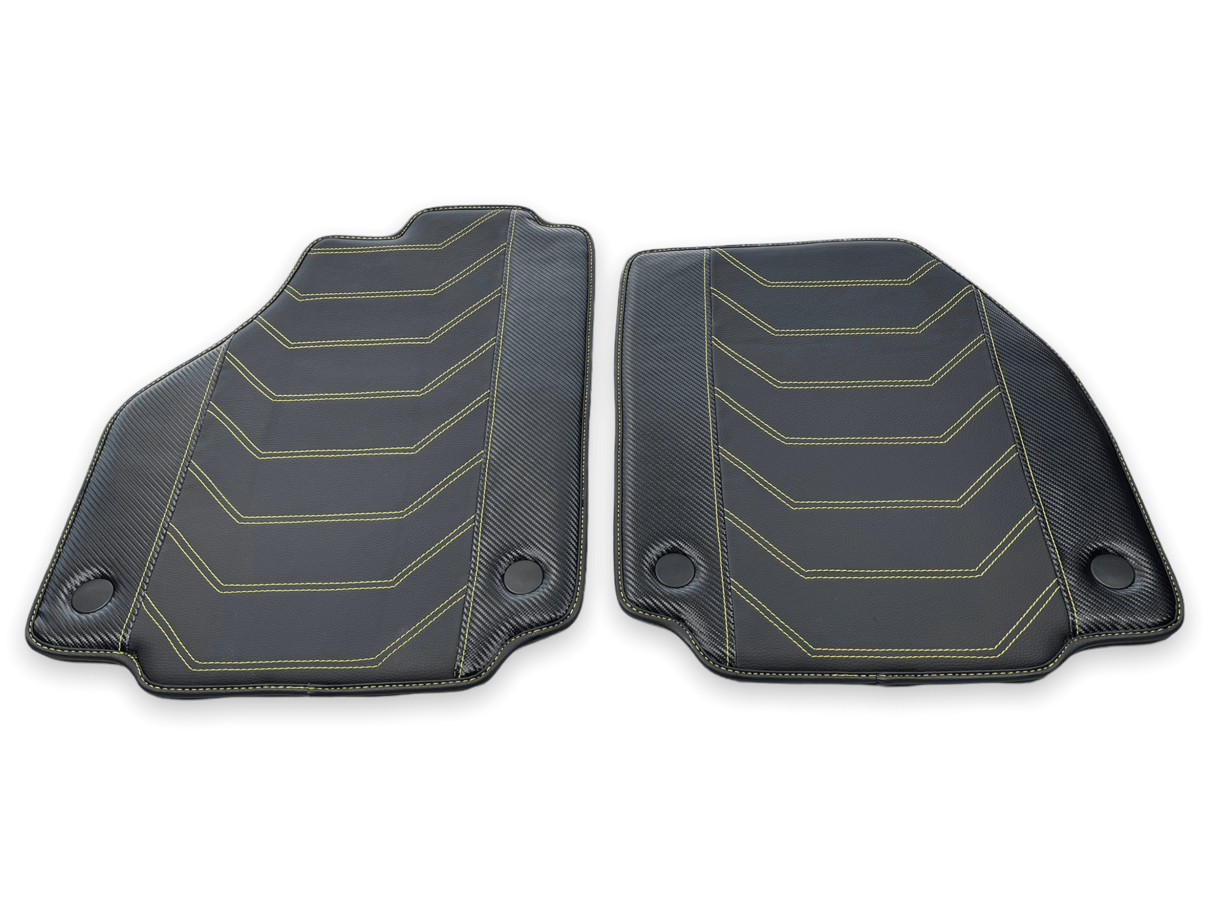 Leather Floor Mats For Ferrari F8 Spider 2019-2022 Yellow Sewing - Scuderia