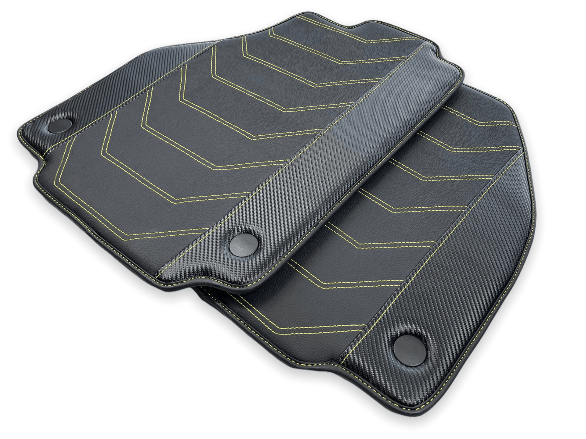 Leather Floor Mats For Ferrari F8 Spider 2019-2022 Yellow Sewing - Scuderia