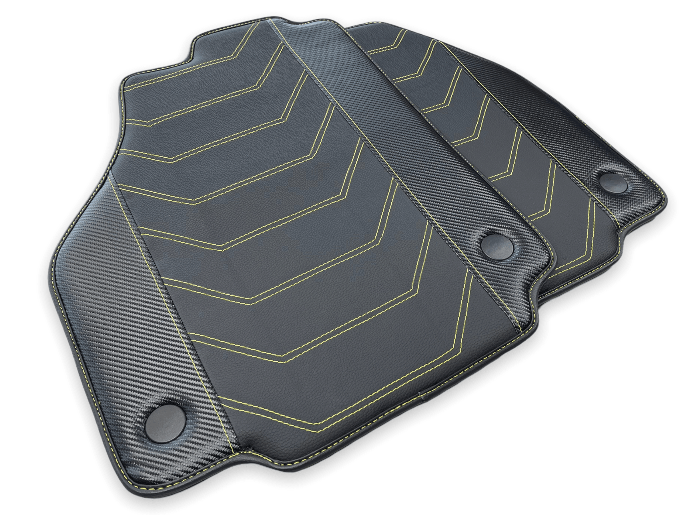 Leather Floor Mats For Ferrari F8 Spider 2019-2022 Yellow Sewing - Scuderia