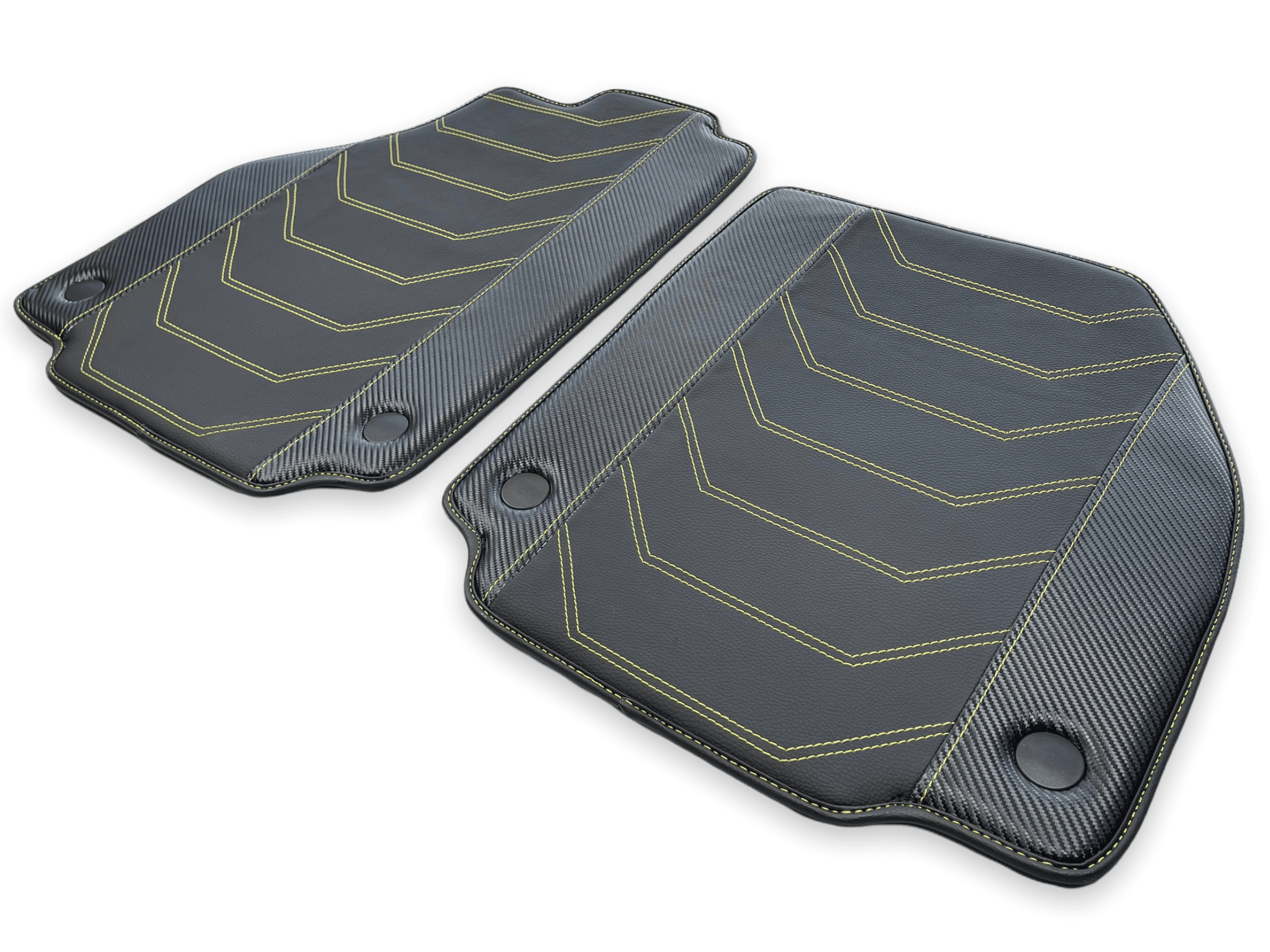 Leather Floor Mats For Ferrari F8 Spider 2019-2022 Yellow Sewing - Scuderia