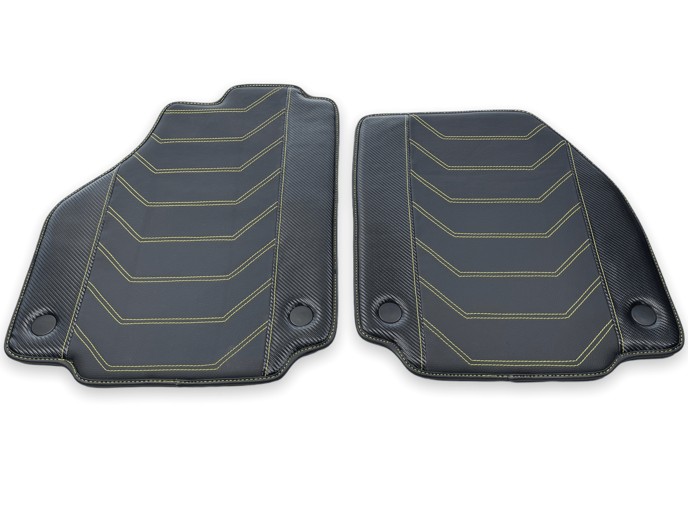 Leather Floor Mats For Ferrari F8 Spider 2019-2022 Yellow Sewing - Scuderia