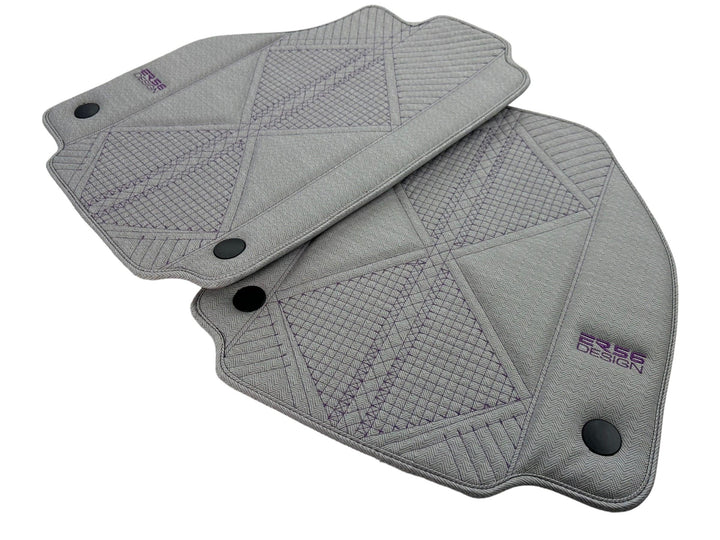 Gray Leather Floor Mats For Ferrari 488 Pista Spider (2019-2021) ER56 Design