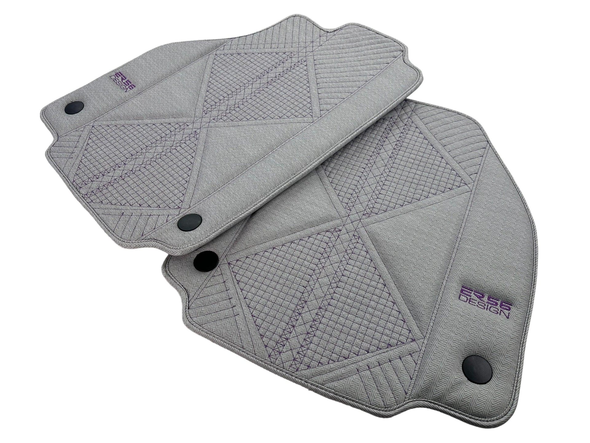 Gray Leather Floor Mats For Ferrari 488 Pista Spider (2019-2021) ER56 Design