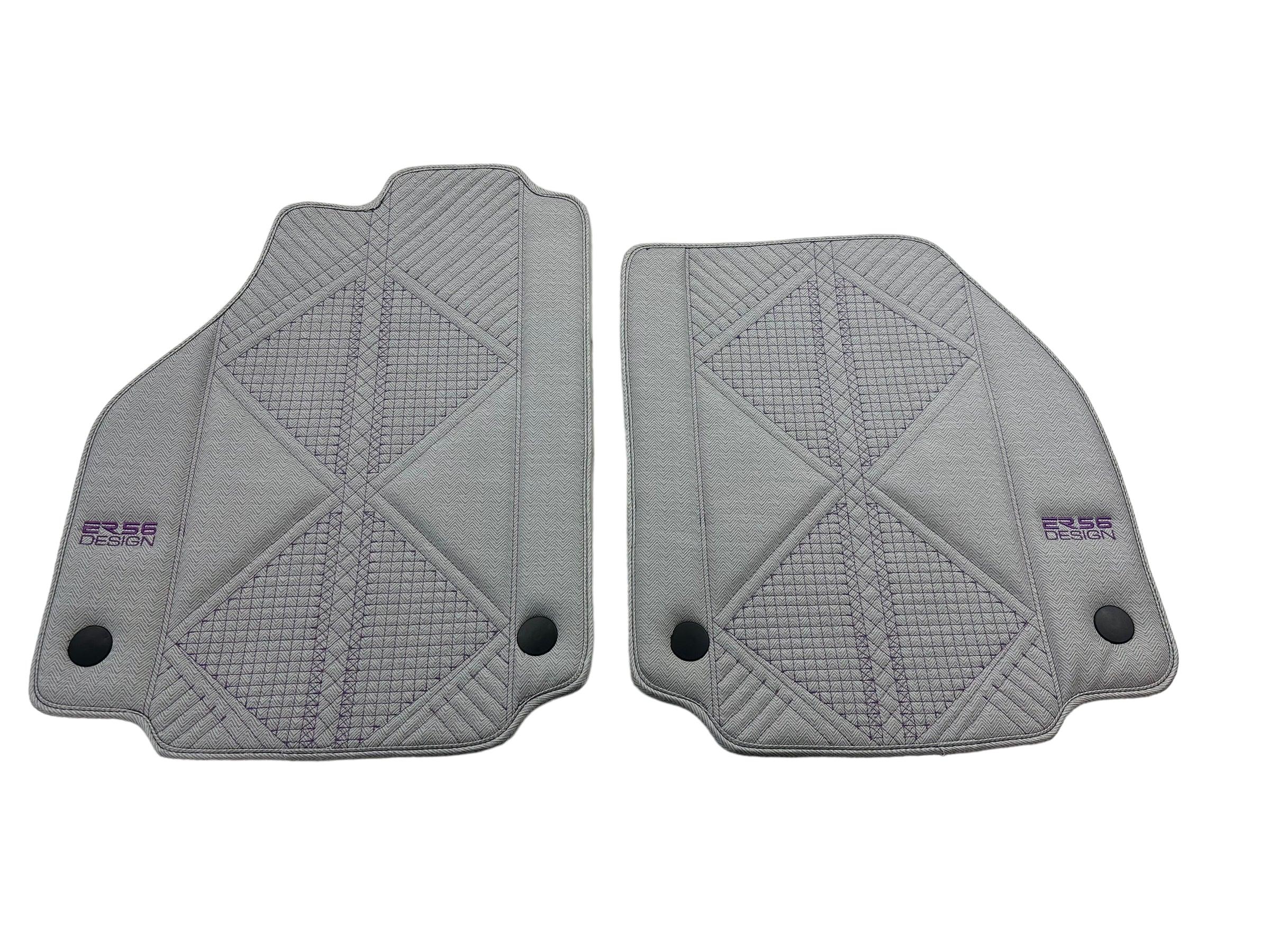 Gray Leather Floor Mats For Ferrari 488 Pista Spider (2019-2021) ER56 Design