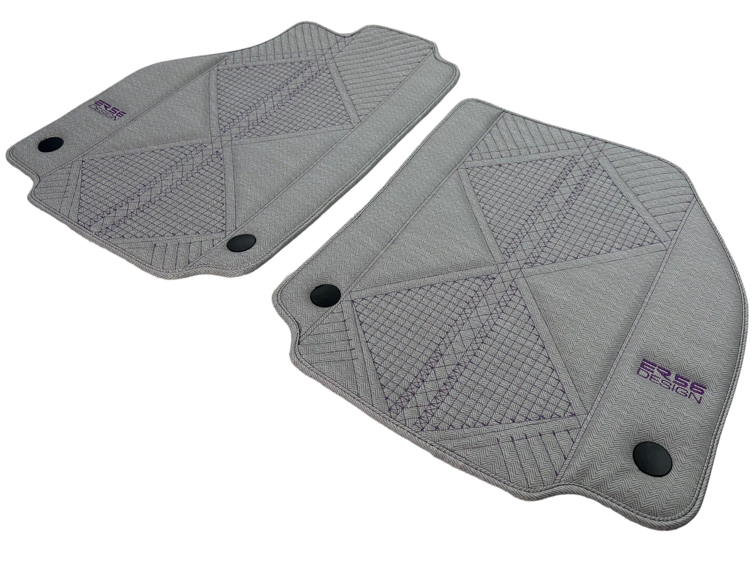 Gray Leather Floor Mats For Ferrari 488 Pista Spider (2019-2021) ER56 Design