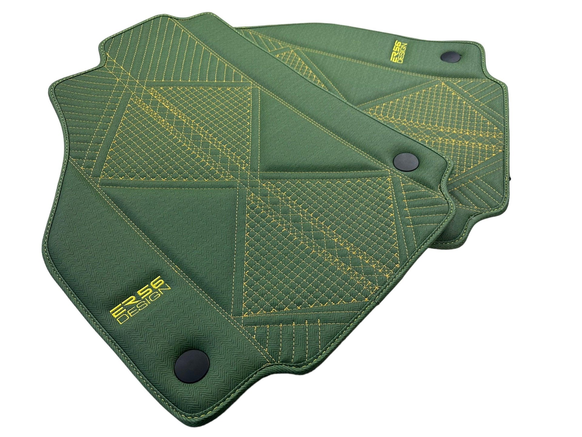 Green Leather Floor Mats For Ferrari 488 Pista Spider (2019-2021) ER56 Design