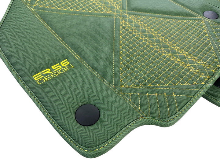 Green Leather Floor Mats For Ferrari 488 Pista Spider (2019-2021) ER56 Design