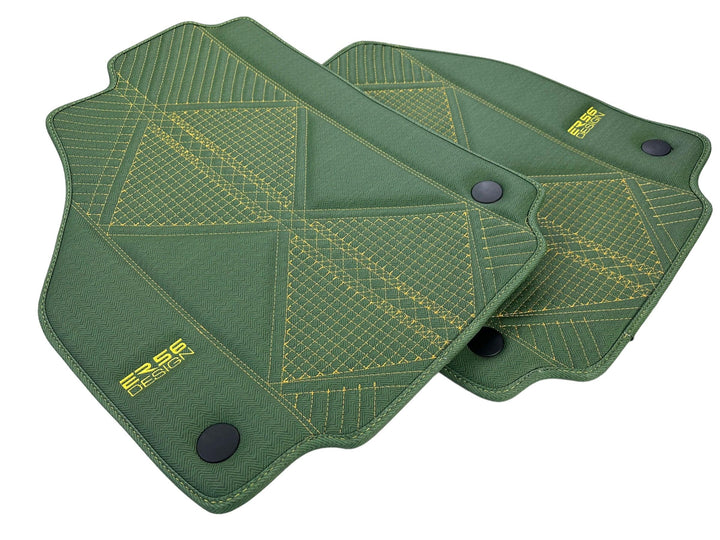 Green Leather Floor Mats For Ferrari 488 Pista Spider (2019-2021) ER56 Design