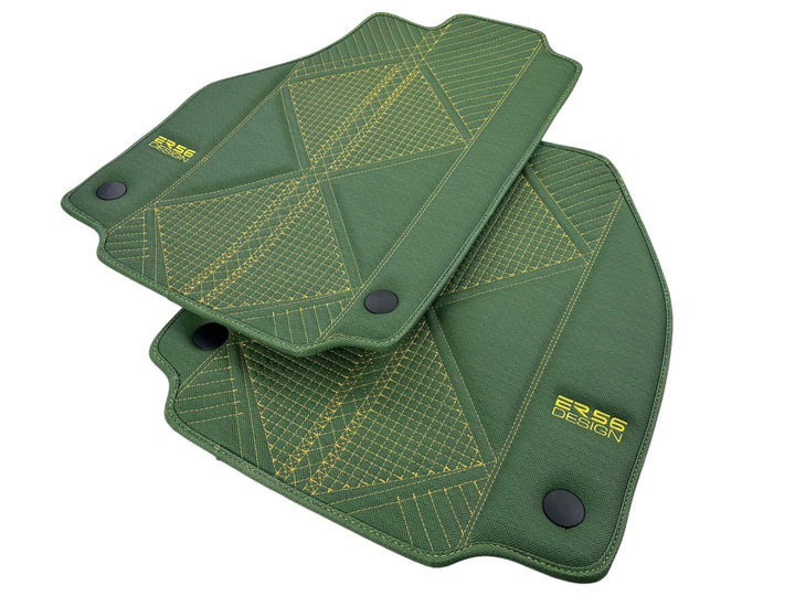 Green Leather Floor Mats For Ferrari 488 Pista Spider (2019-2021) ER56 Design