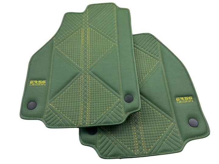 Green Leather Floor Mats For Ferrari 488 Pista Spider (2019-2021) ER56 Design