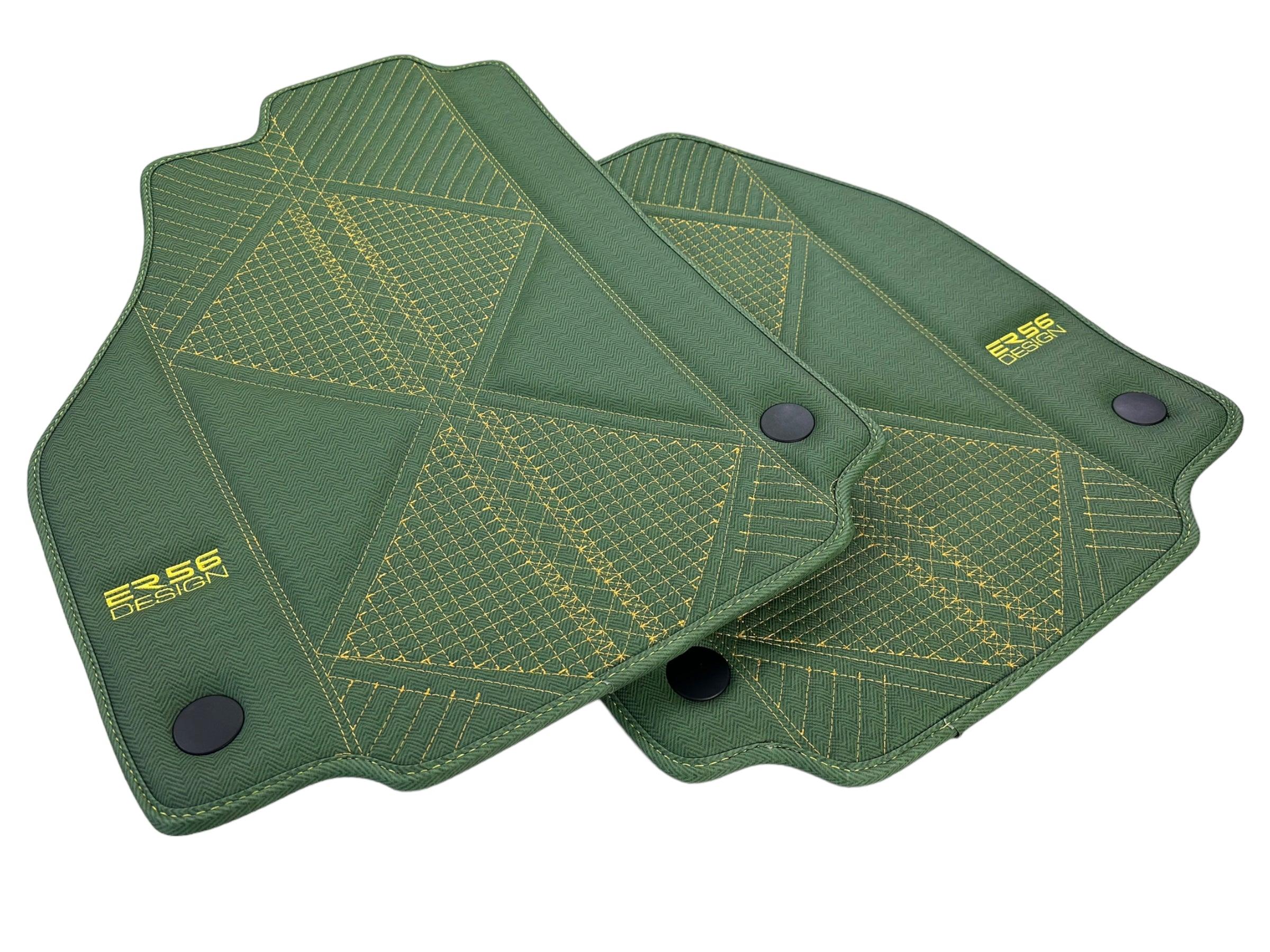 Green Leather Floor Mats For Ferrari 488 Pista Spider (2019-2021) ER56 Design