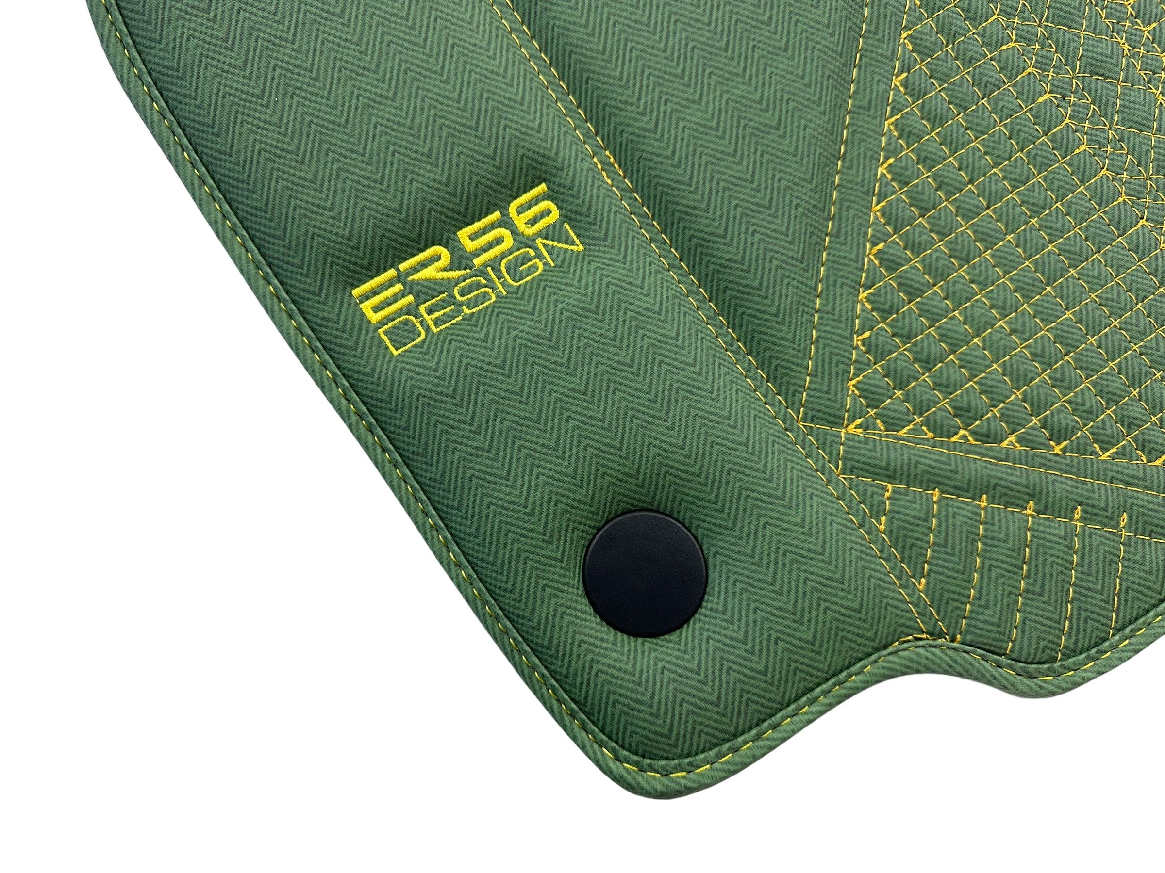 Green Leather Floor Mats For Ferrari 488 Pista Spider (2019-2021) ER56 Design