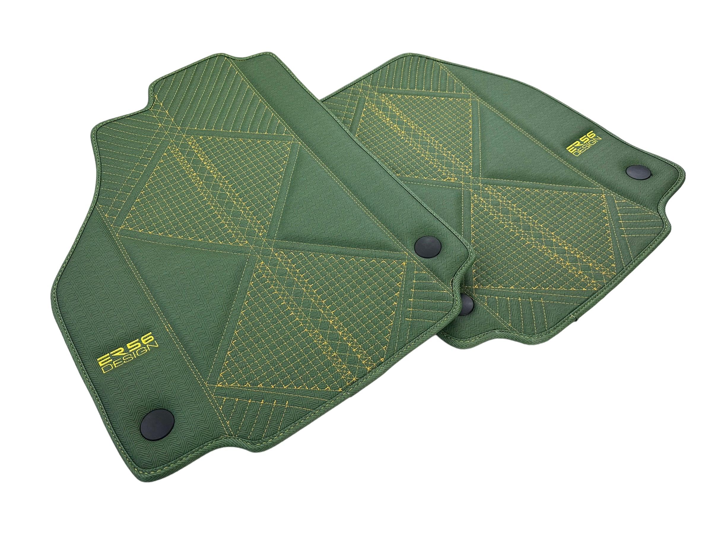 Green Leather Floor Mats For Ferrari 488 Pista Spider (2019-2021) ER56 Design