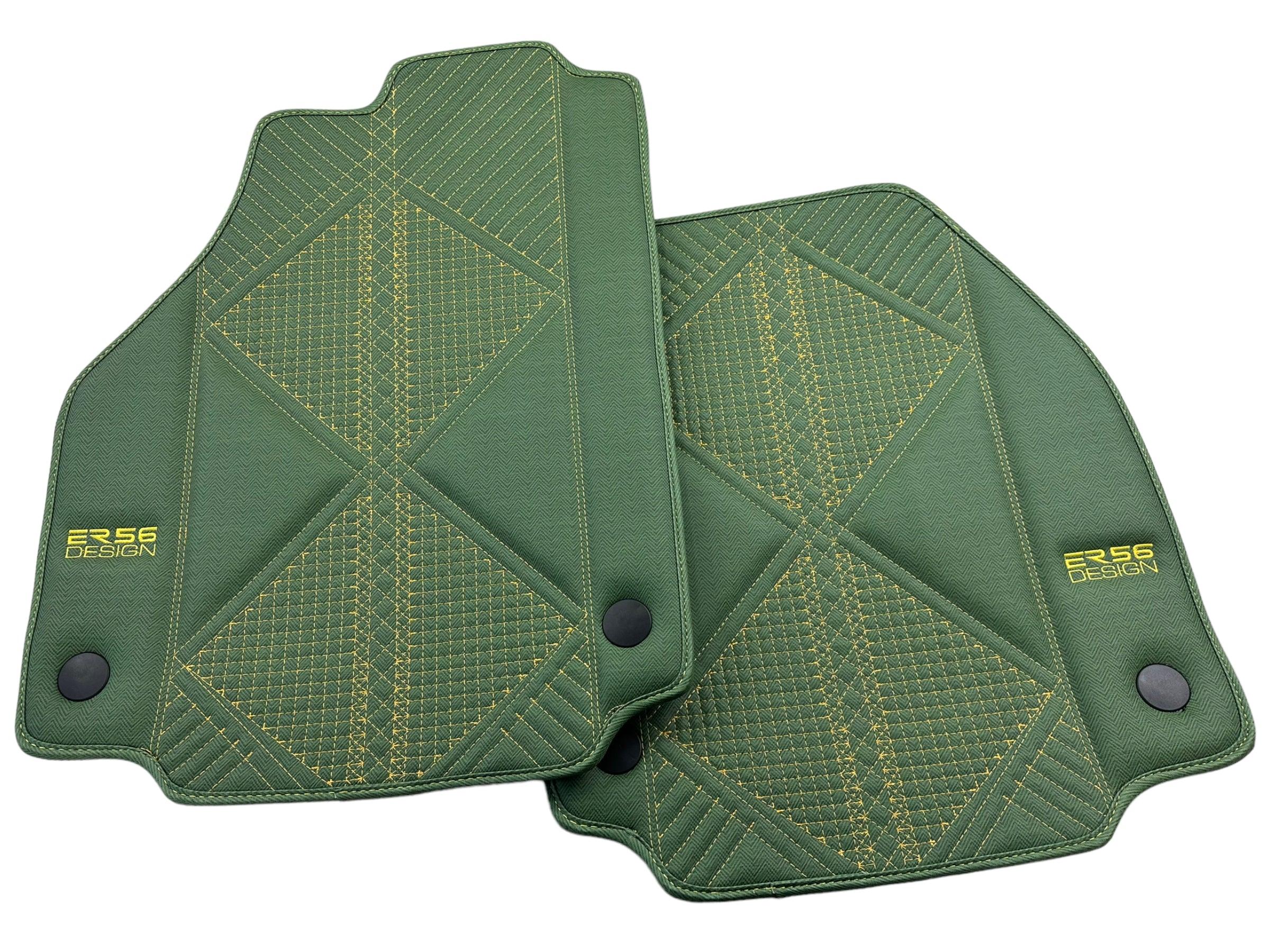 Green Leather Floor Mats For Ferrari 488 Pista Spider (2019-2021) ER56 Design