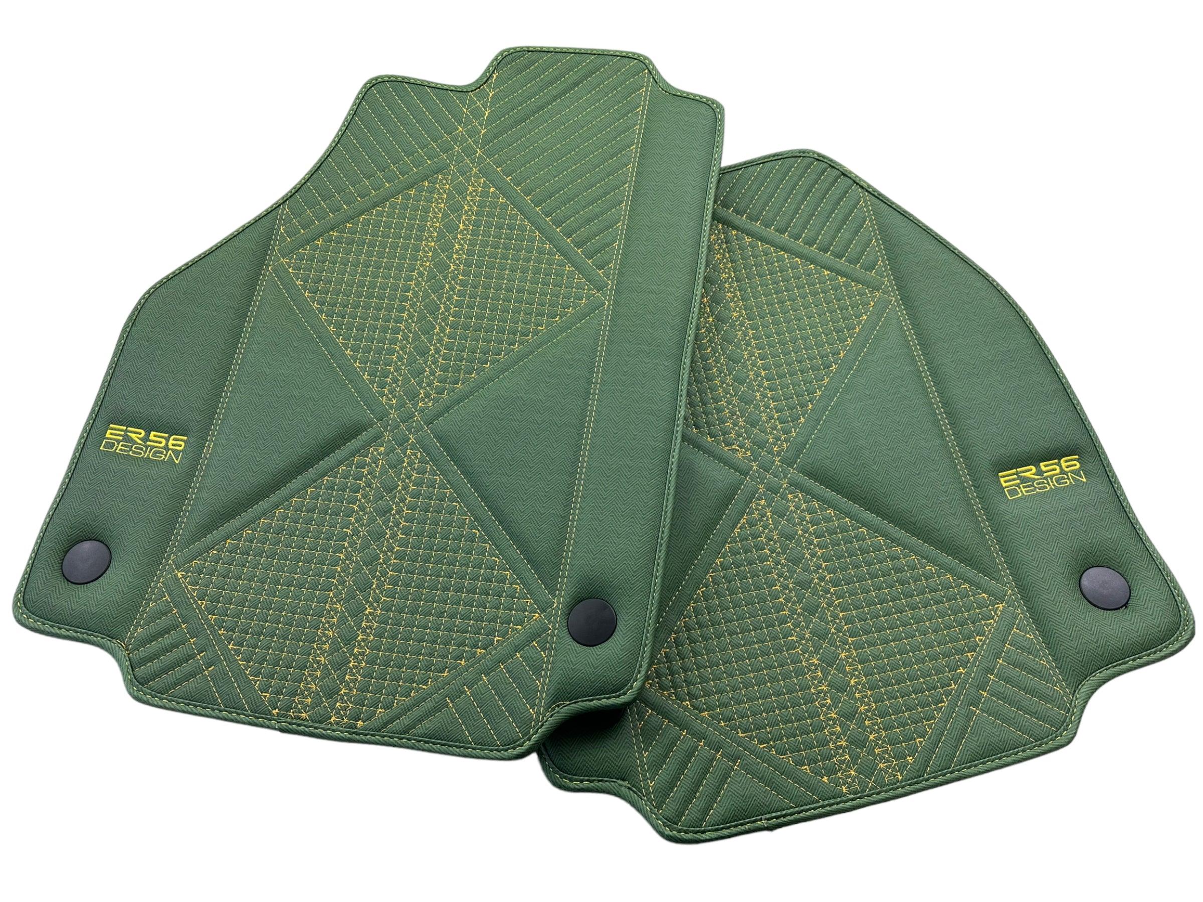 Green Leather Floor Mats For Ferrari 488 Pista Spider (2019-2021) ER56 Design