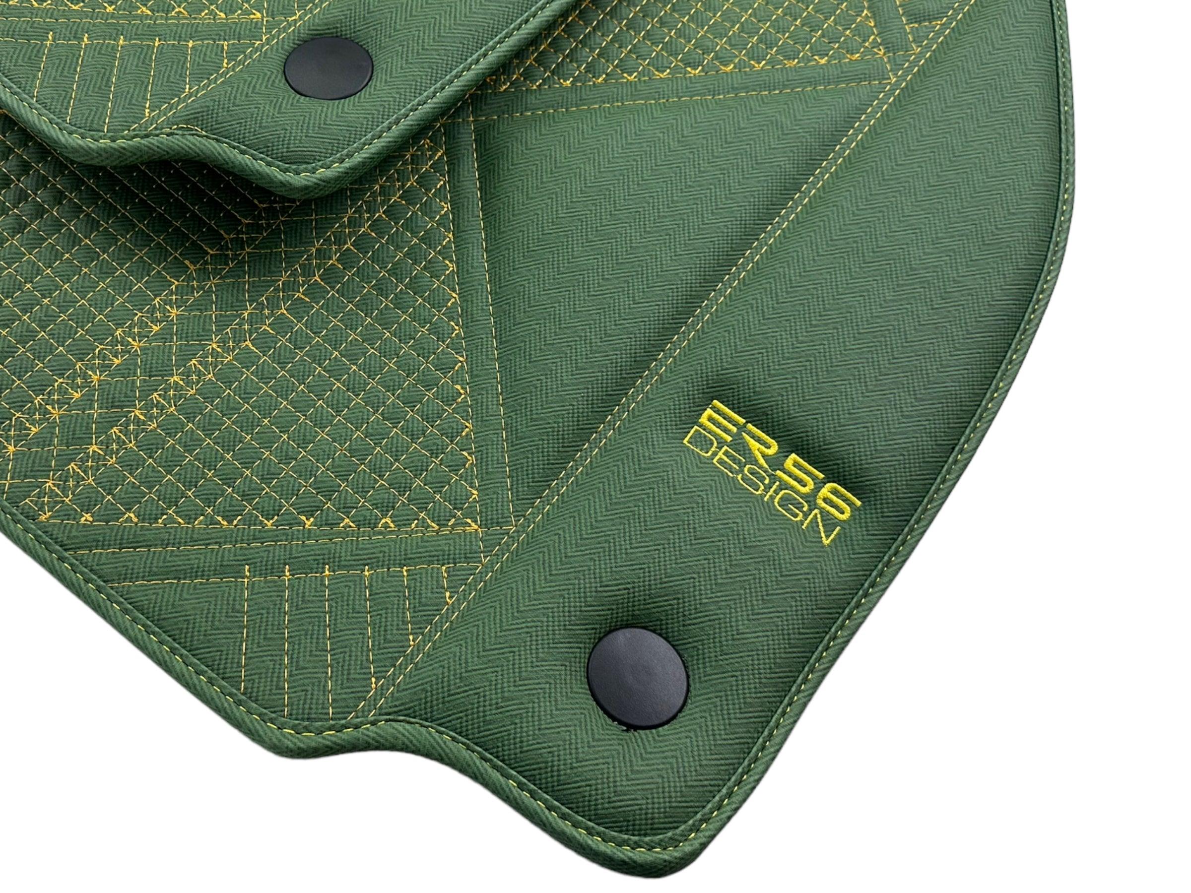 Green Leather Floor Mats For Ferrari 488 Pista Spider (2019-2021) ER56 Design