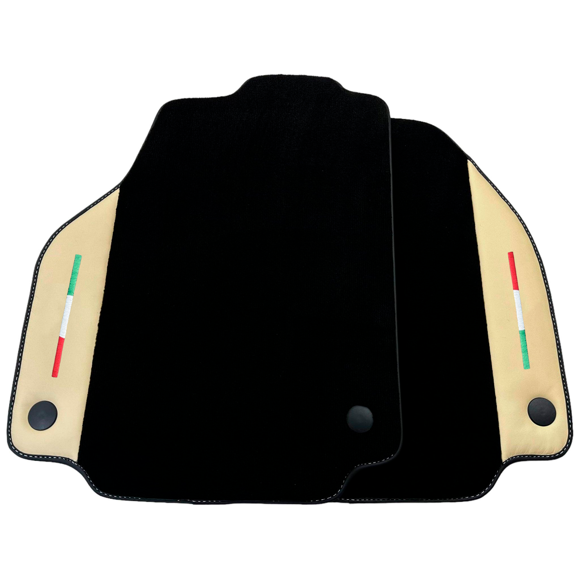 Black Car Mats for Ferrari 458 Italia (2009-2015) with Crema Nappa Leather