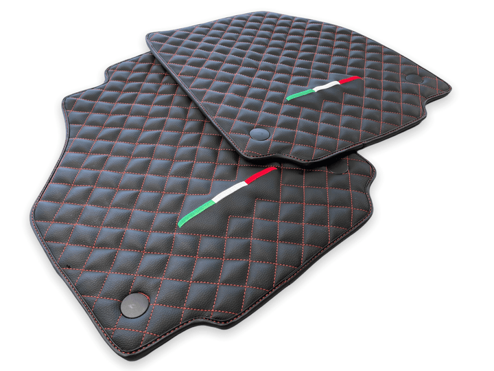 Leather Floor Mats For Ferrari 458 Spider 2012-2015 Black - Scuderia