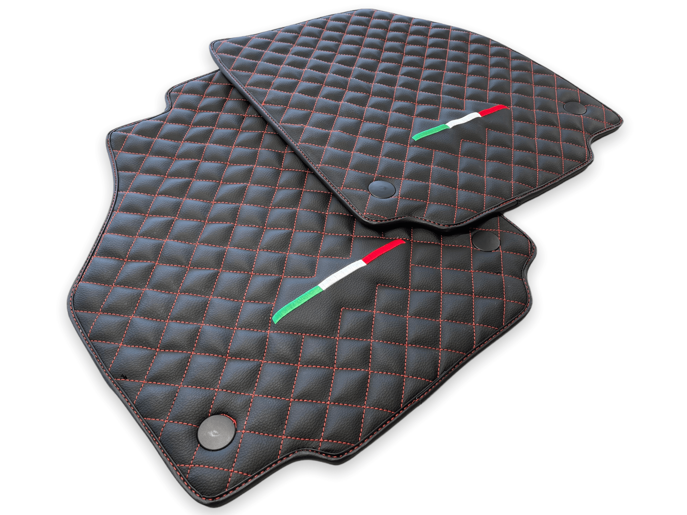 Leather Floor Mats For Ferrari 458 Spider 2012-2015 Black - Scuderia