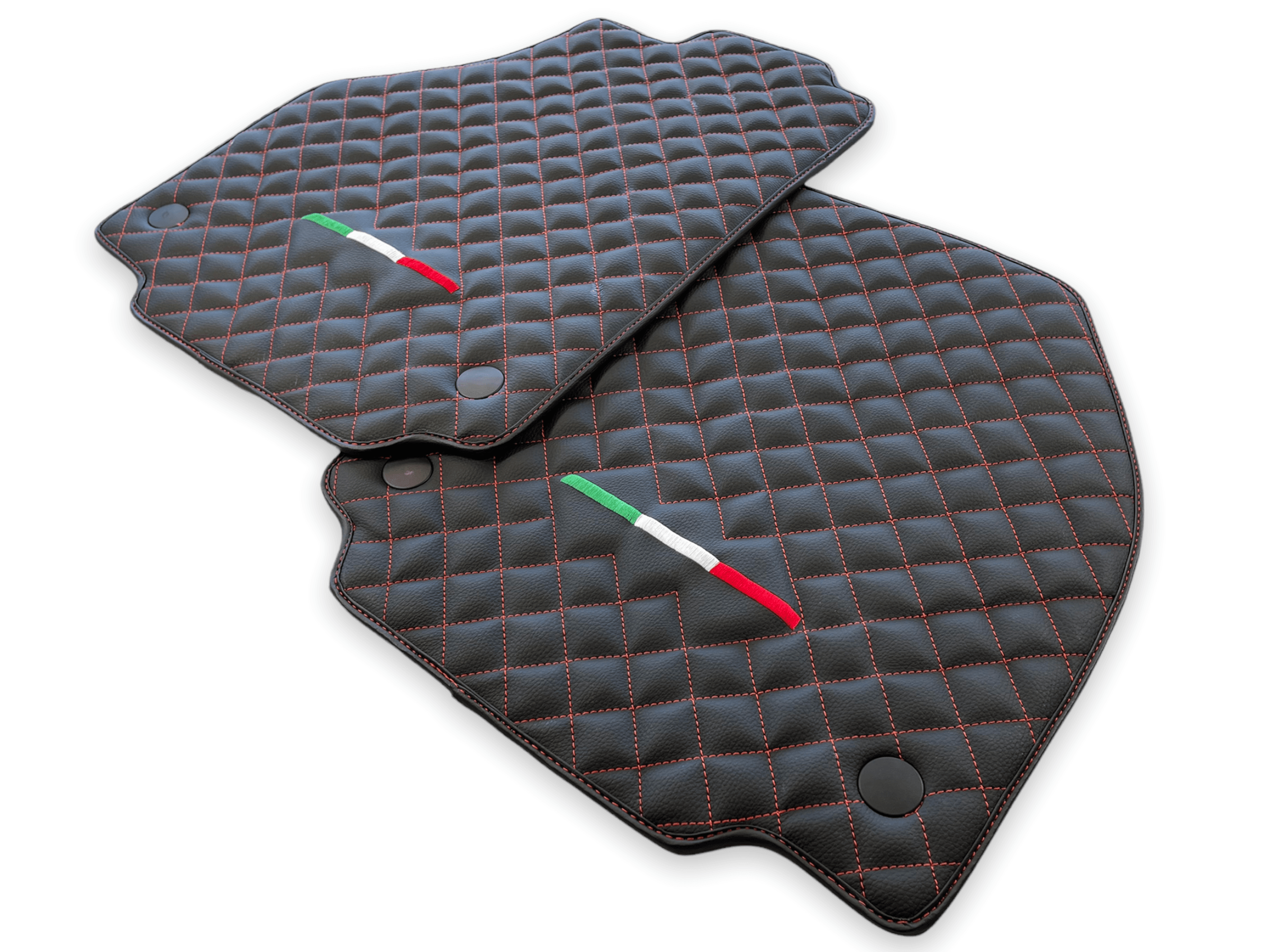 Leather Floor Mats For Ferrari 458 Spider 2012-2015 Black - Scuderia