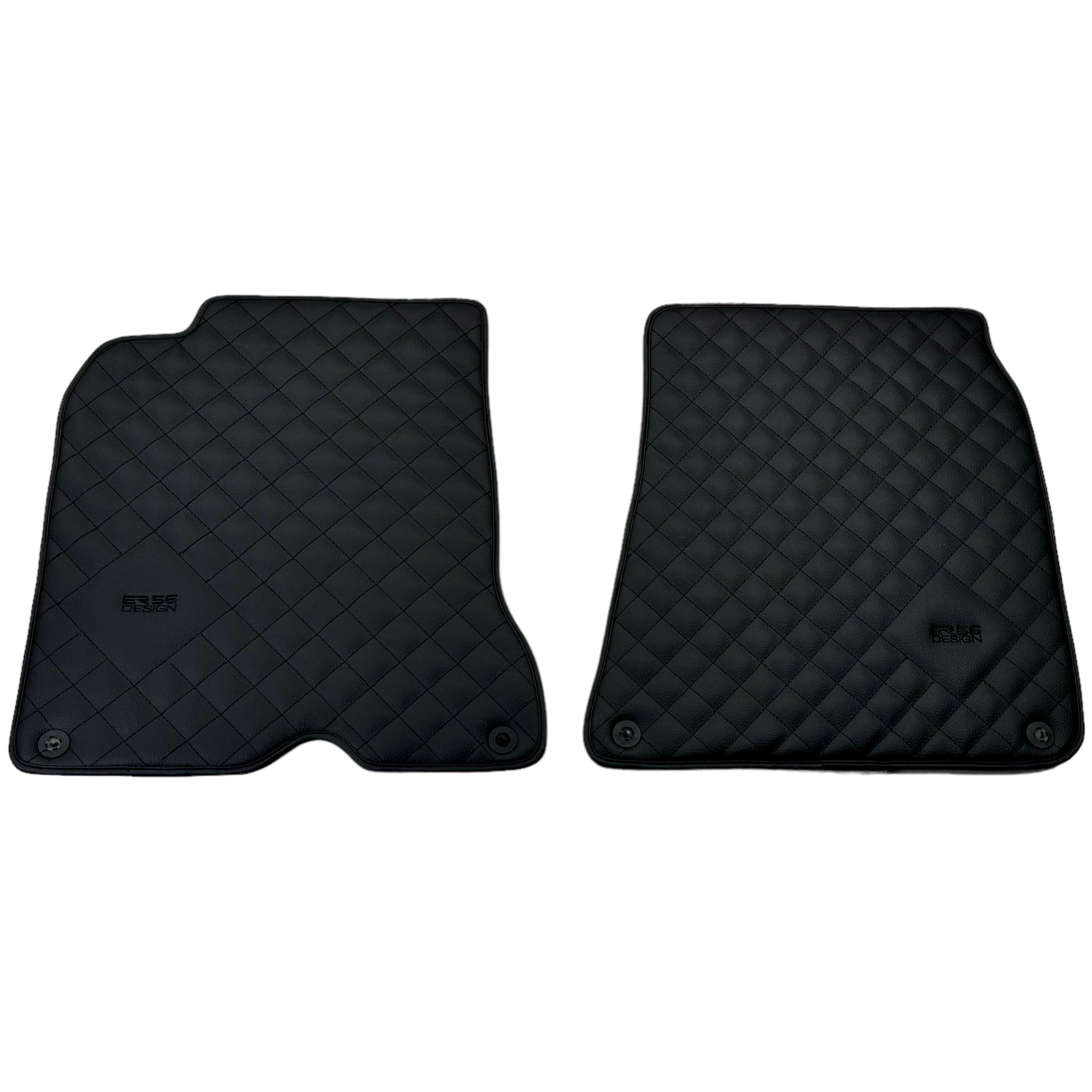 Leather Floor Mats for Ferrari California T (2008-2014) Black Sewing ER56 Design