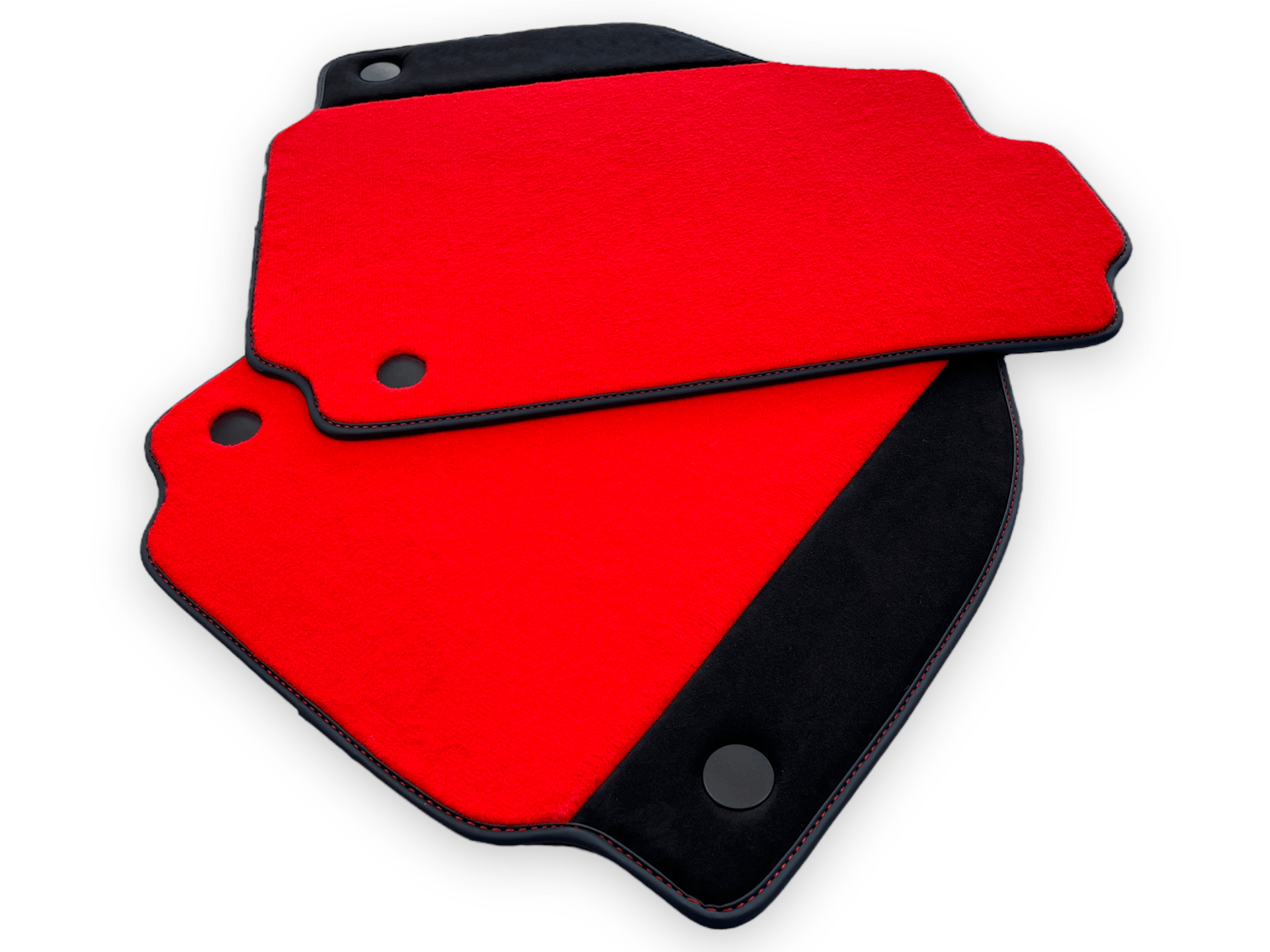 Red Car Mats For Ferrari 488 GTB 2015-2022 Carpets With Alcantara Leather