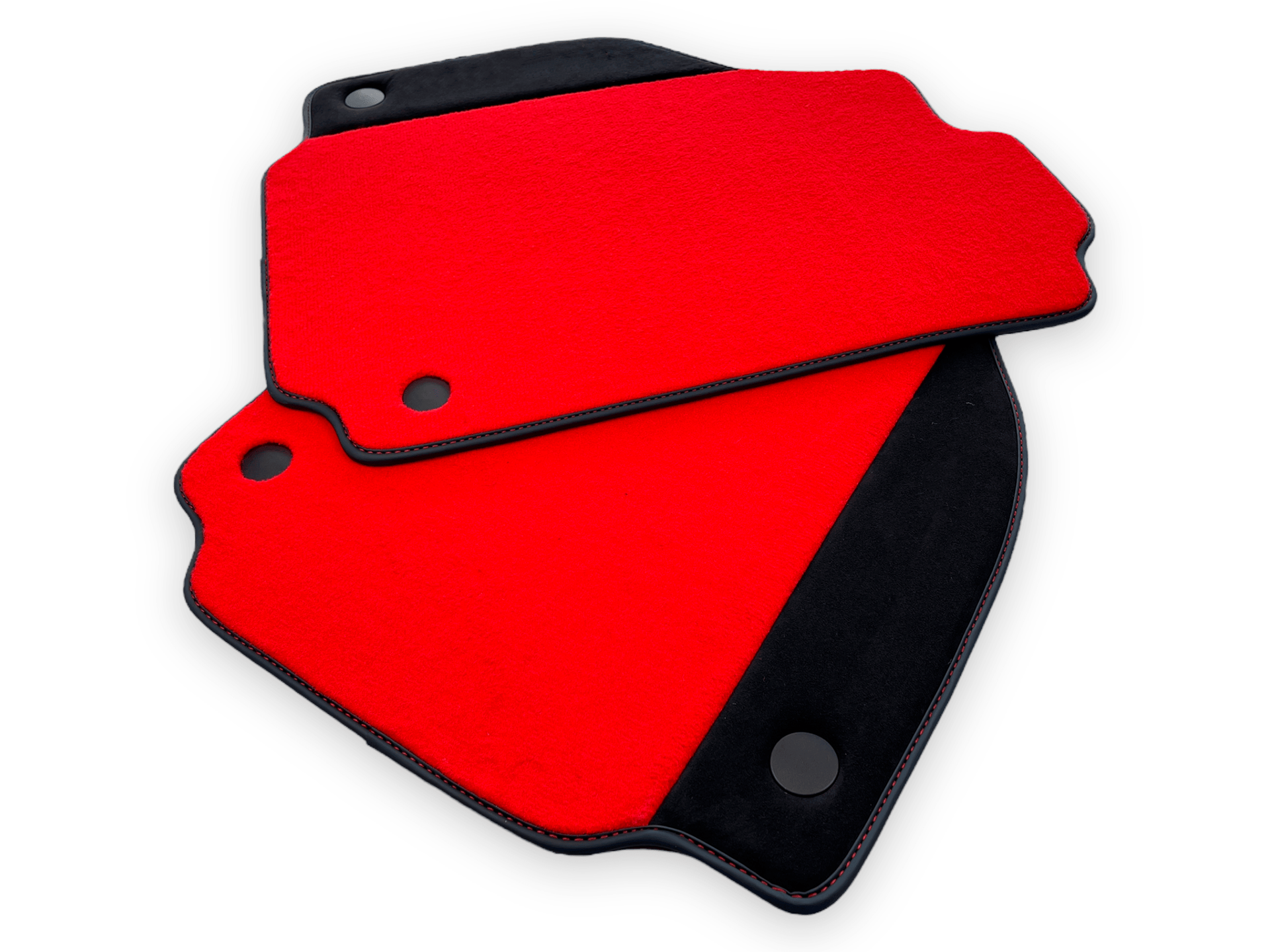 Red Car Mats For Ferrari 488 GTB 2015-2022 Carpets With Alcantara Leather