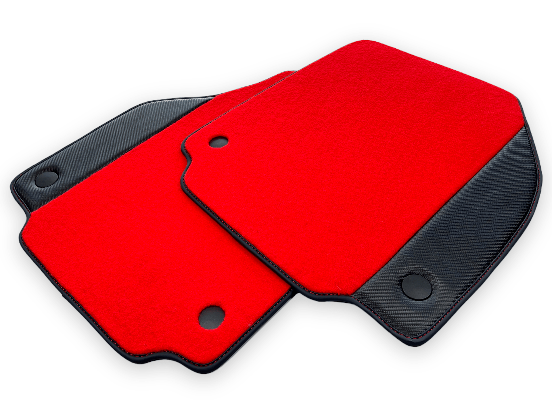 Red Car Mats For Ferrari 488 GTB 2015-2022 Carpets With Carbon Fiber