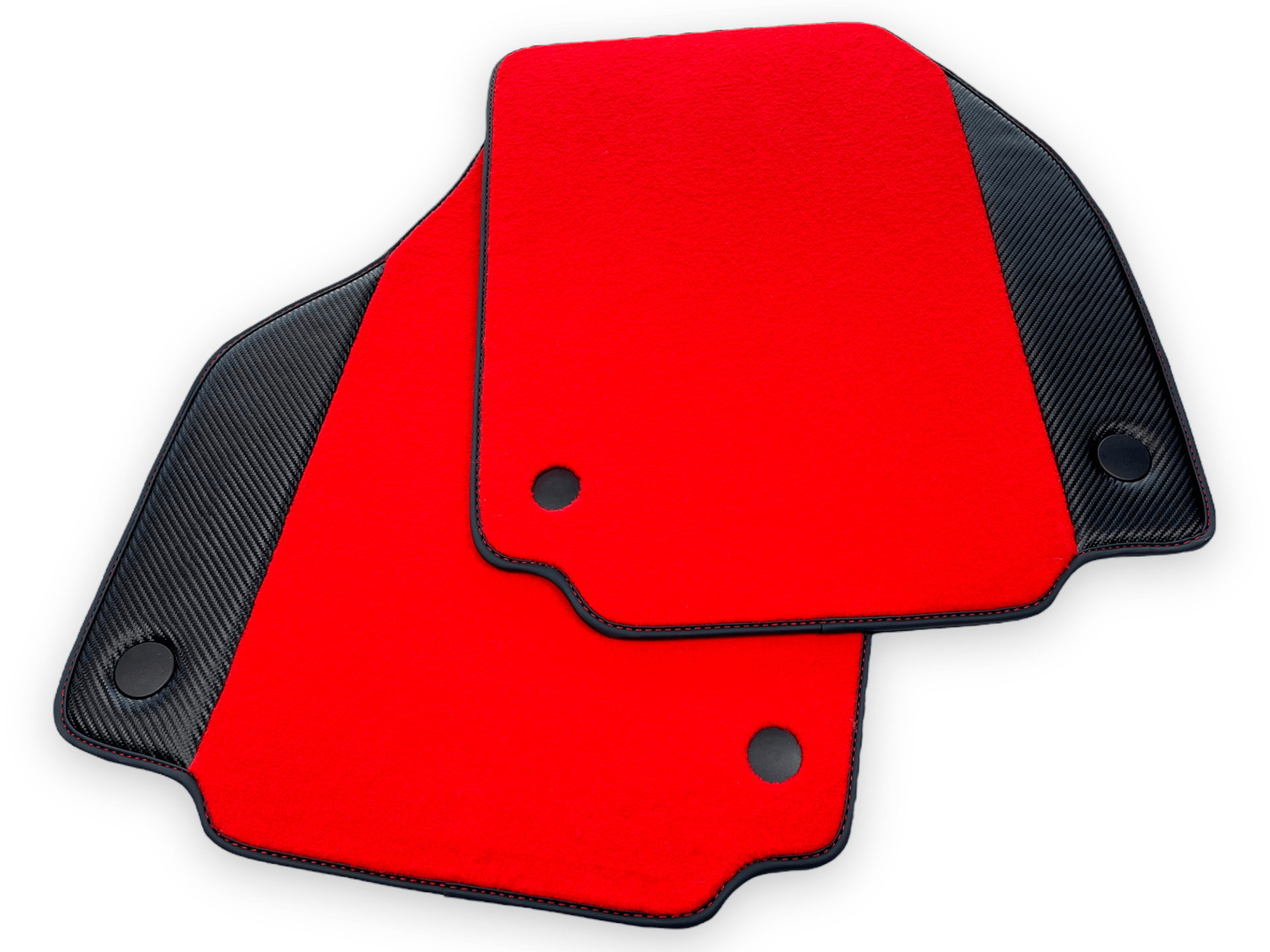 Red Car Mats For Ferrari 488 GTB 2015-2022 Carpets With Carbon Fiber