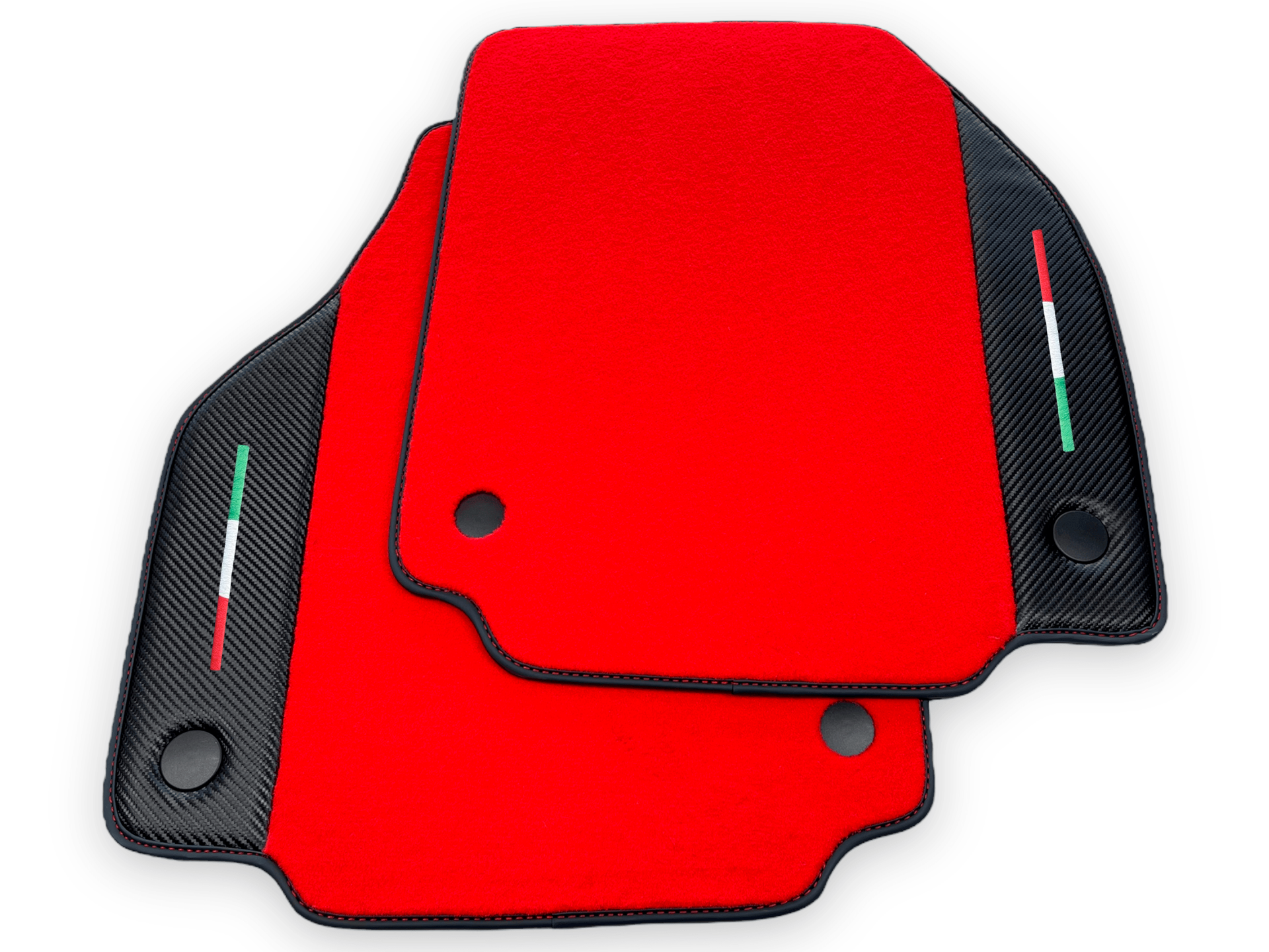 Red Car Mats For Ferrari 488 GTB 2015-2022 Carpets With Carbon Fiber